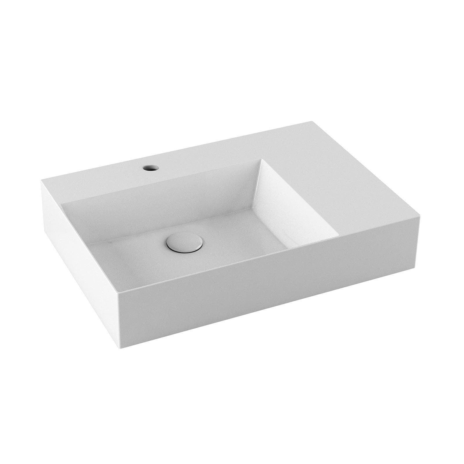 Lavabo sospeso o d'appoggio monoforo 65 cm con piano laterale a destra - Elegance Squared