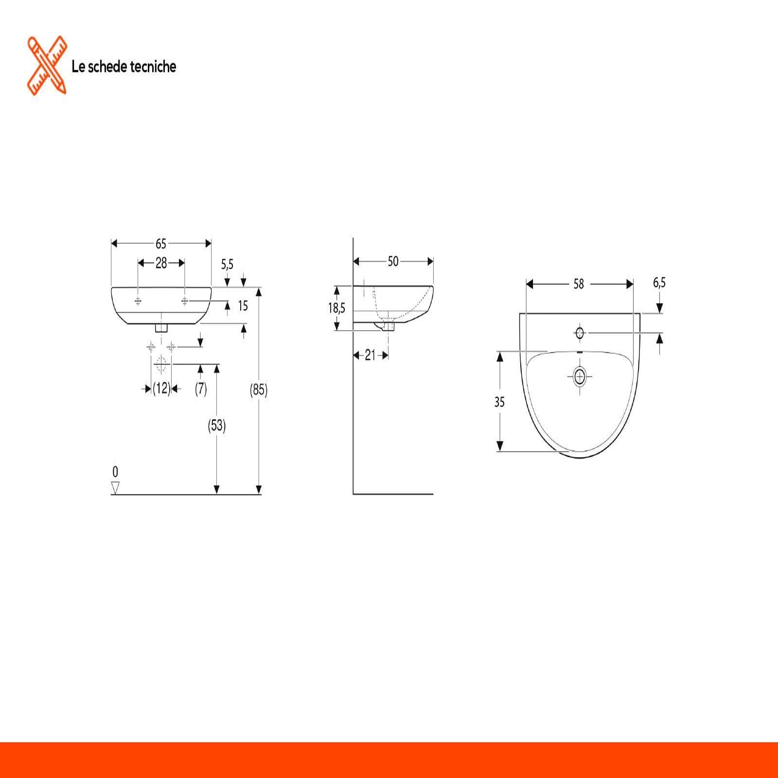Lavabo sospeso 65 cm ceramica Serie Selnova - Geberit