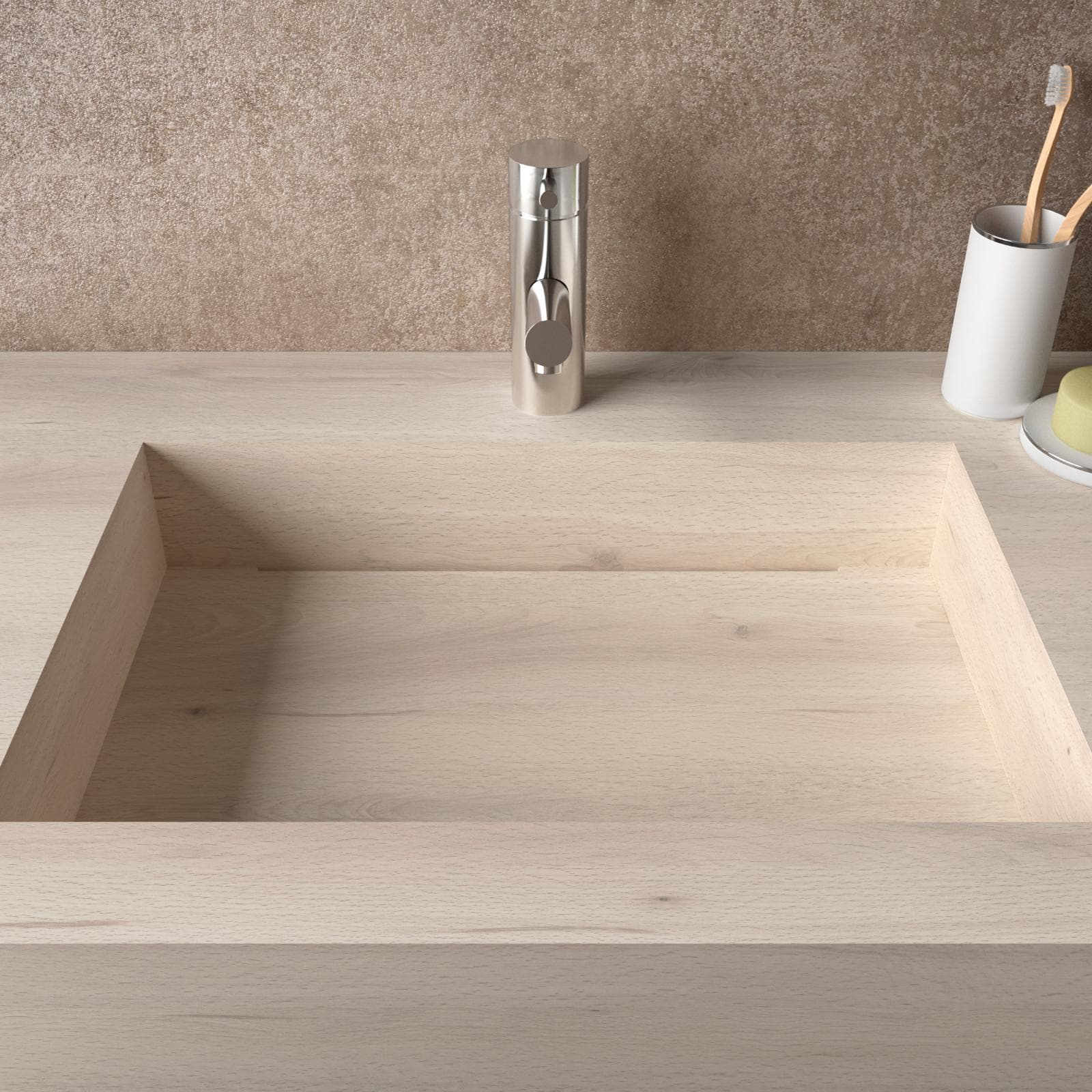 Lavabo sospeso top HPL 120x46cm vasca destra rovere polare - Jalama