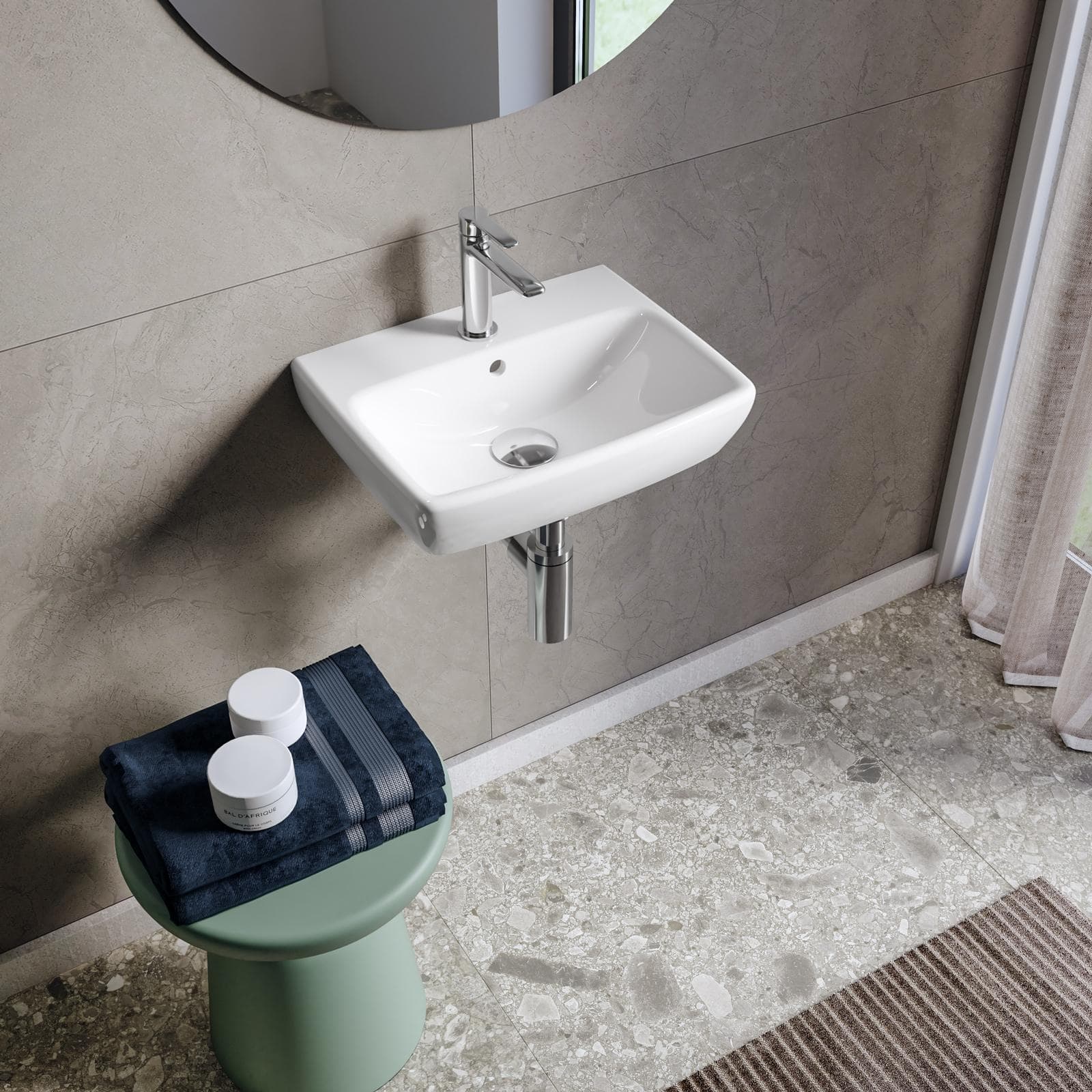 Lavamani sospeso o da appoggio 45 cm Serie Selnova Square - Geberit