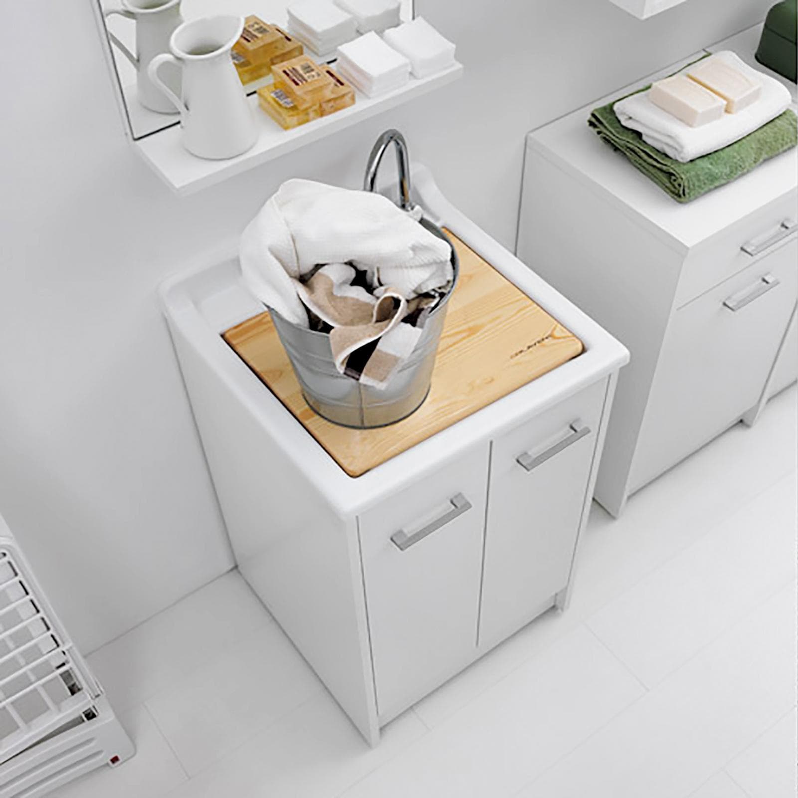 Lavapanni Domestica Colavene 50x50x86h cm con vasca e vano contenitore con 2 ante