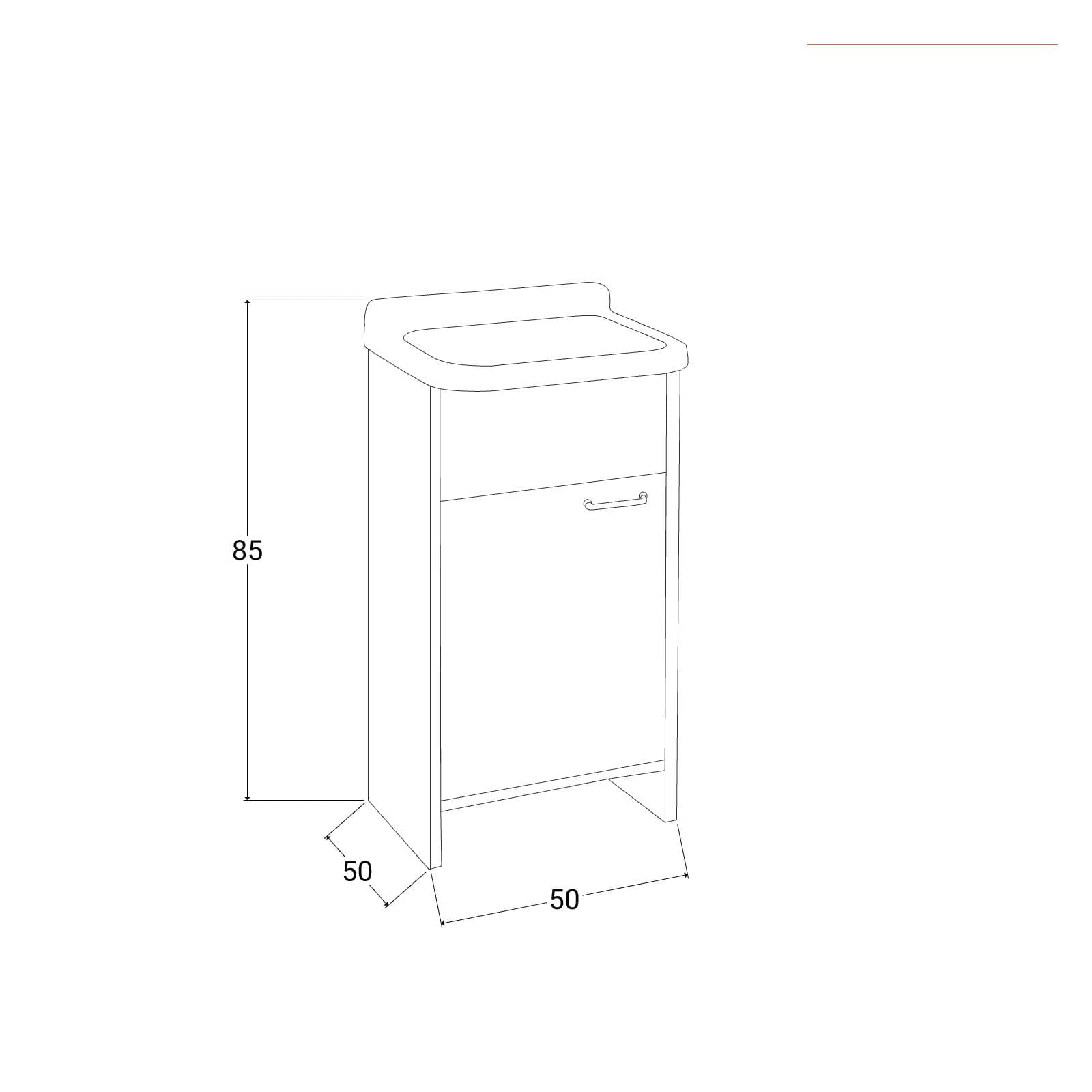 Lavatoio 50x50 cm con vasca e kit di scarico bianco