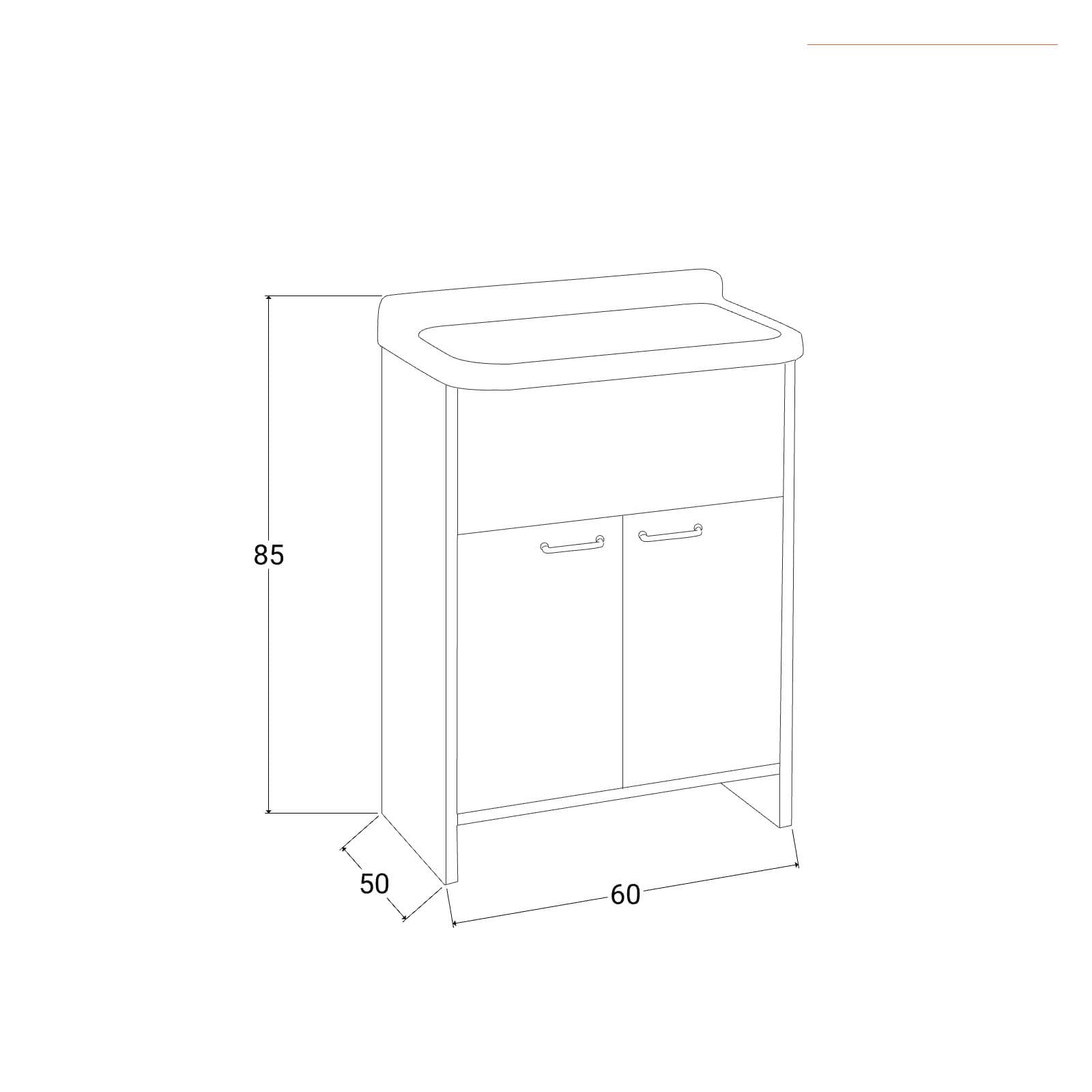 Lavatoio 60x50 cm con vasca e kit di scarico bianco