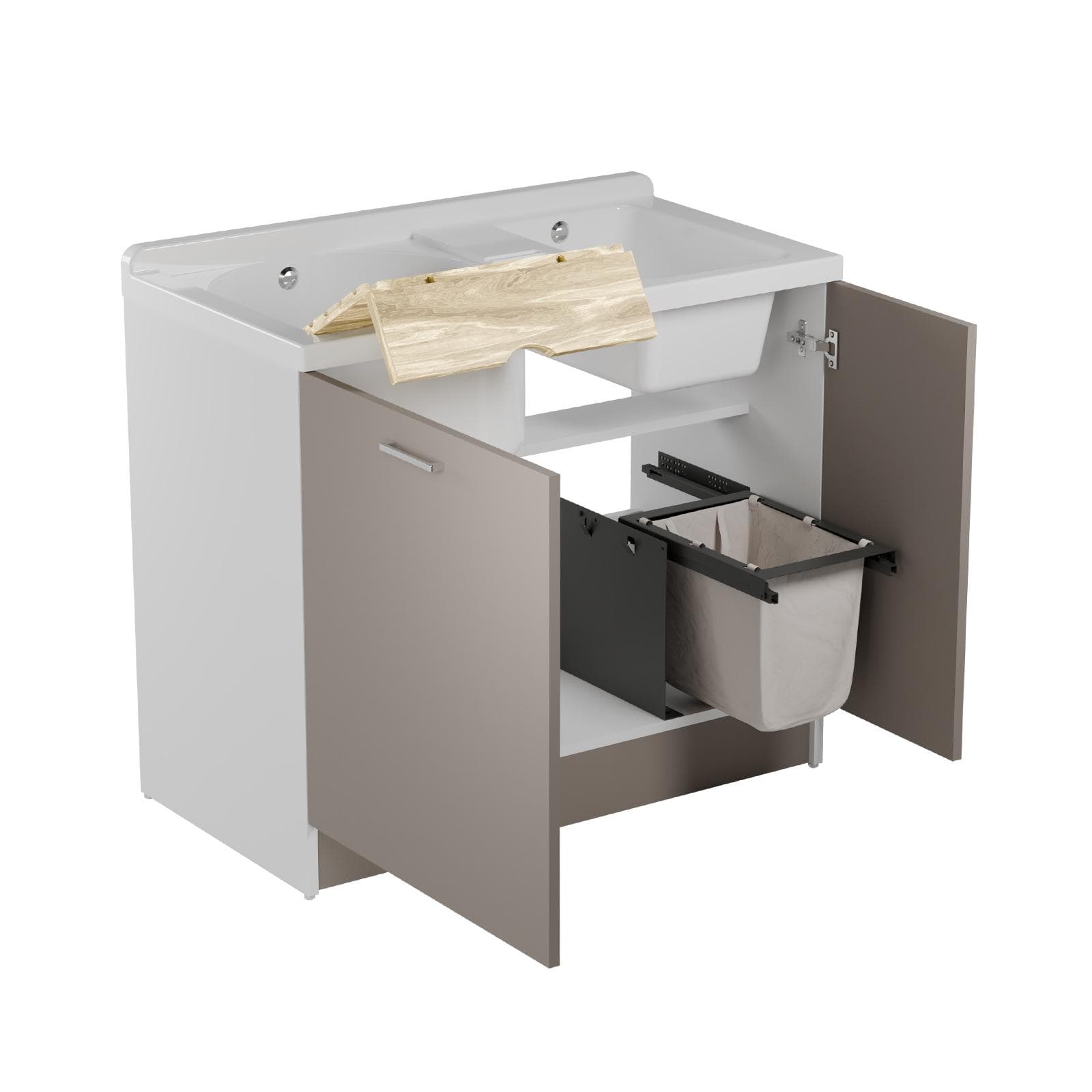 Lavatoio Active Wash Statico Colavene 100x55x93h cm con cesto portabiancheria corda