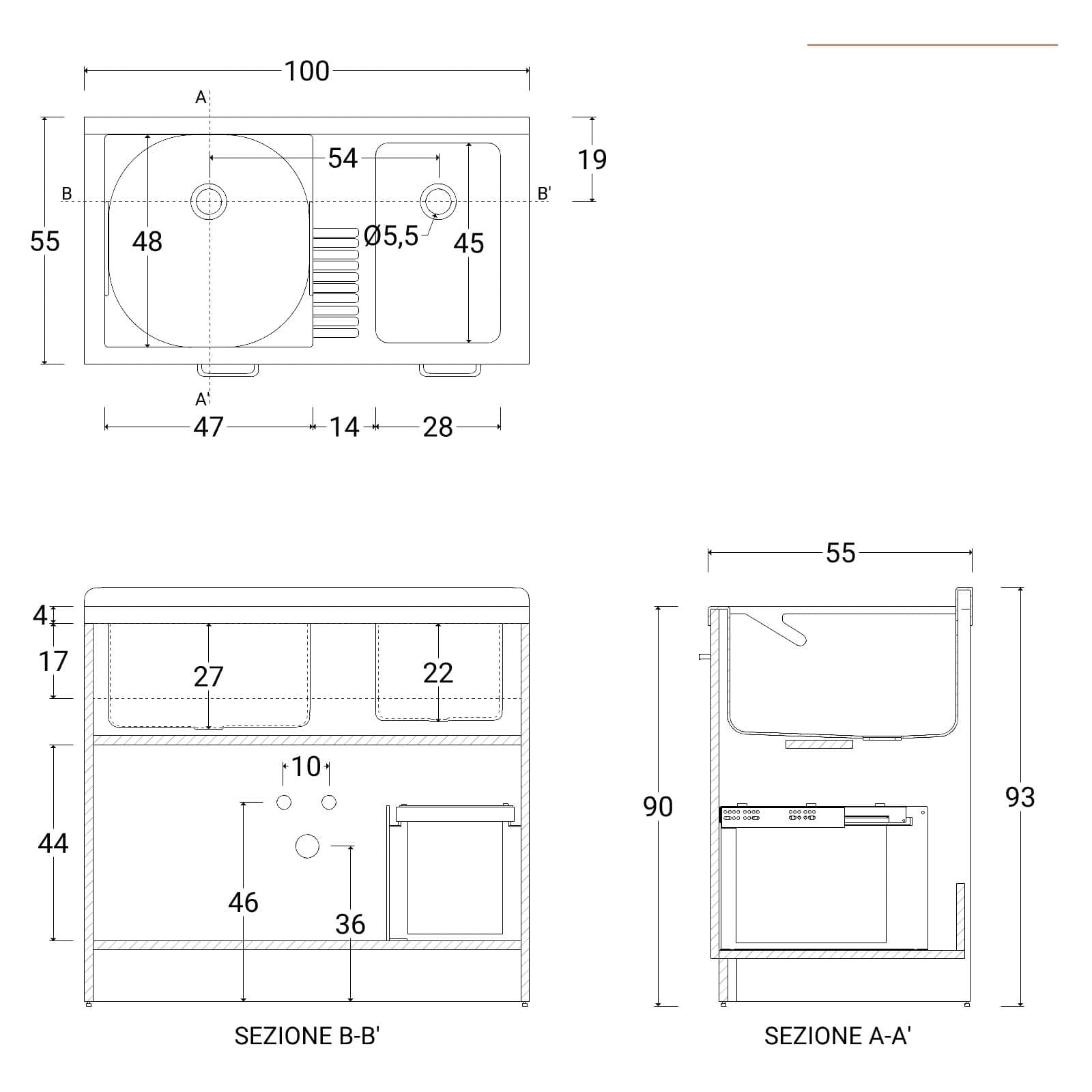 Lavatoio Active Wash Statico Colavene 100x55x93h cm con cesto portabiancheria corda