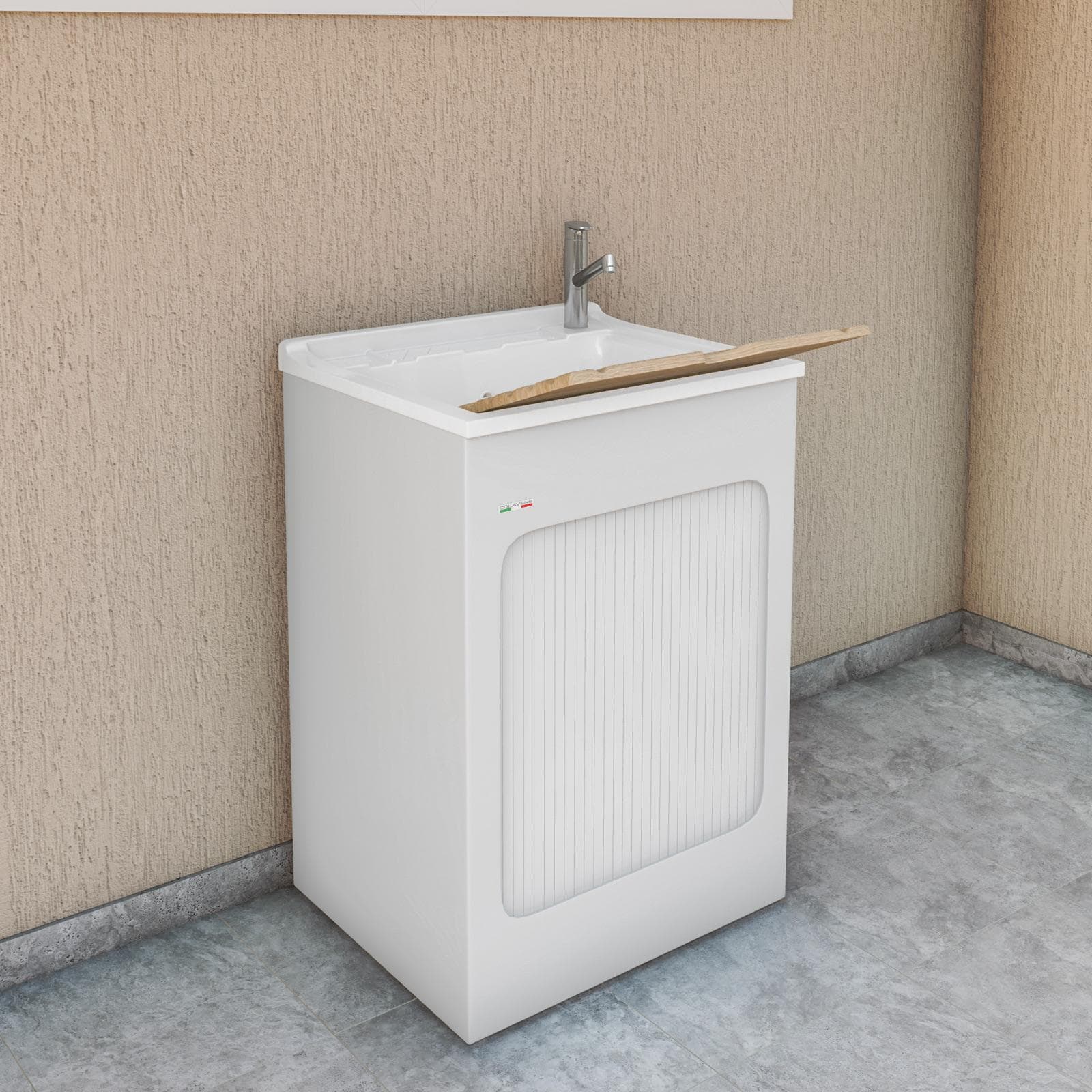 Lavatoio contenitore Lavacril di Colavene 60x50x87h cm con serranda laterale a scomparsa