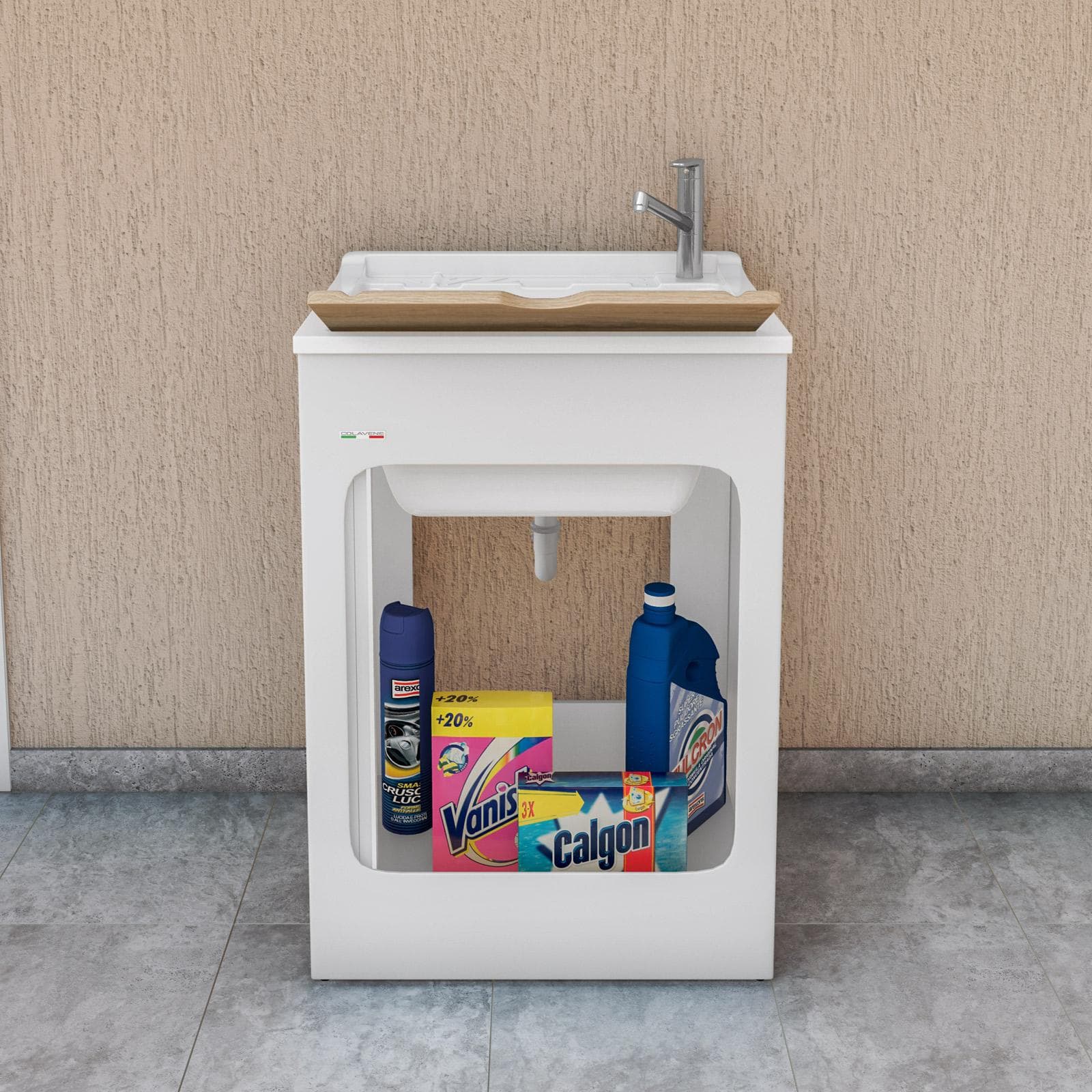 Lavatoio contenitore Lavacril di Colavene 60x50x87h cm con serranda laterale a scomparsa