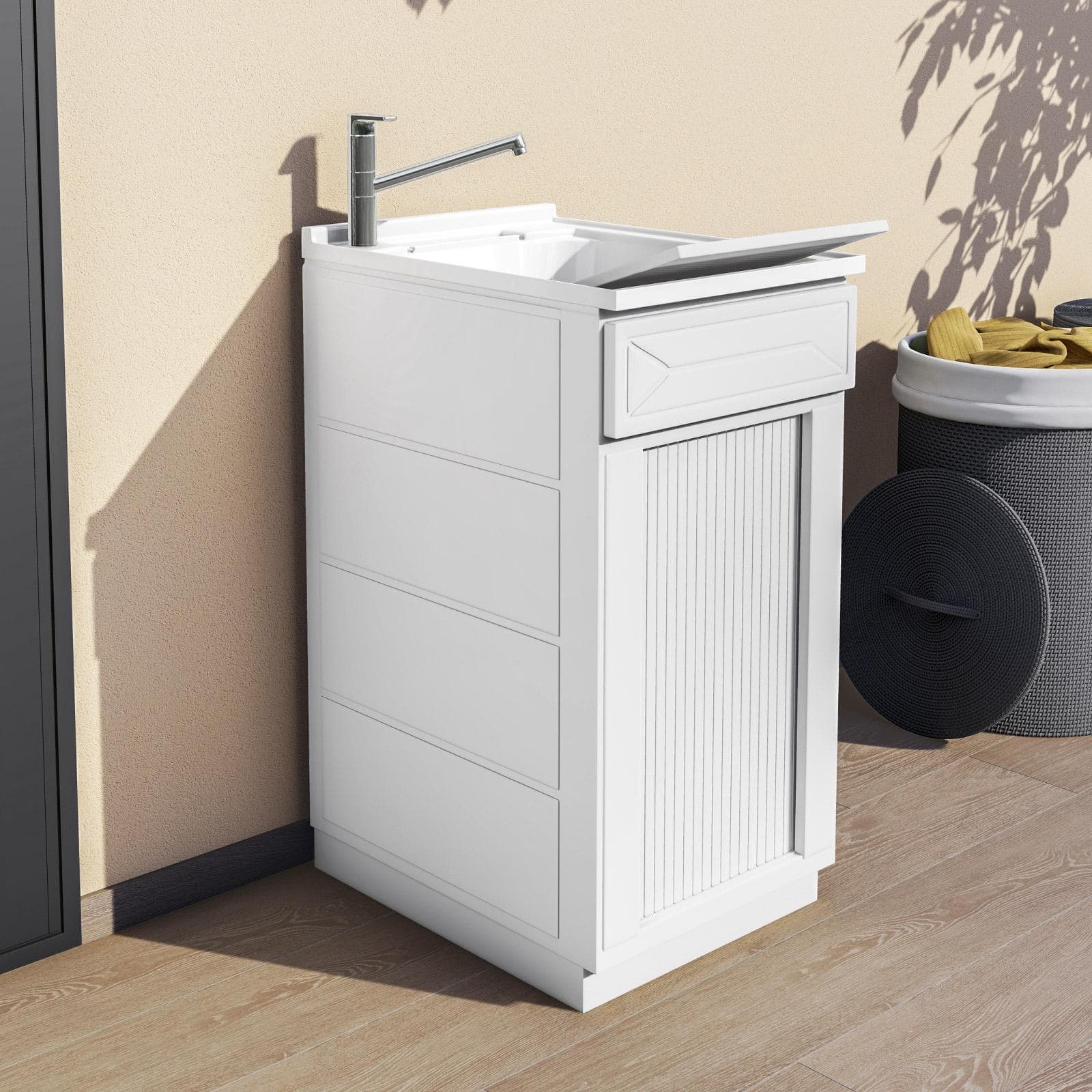 Mobile lavatoio per interno o esterno 45x60 serrandina + vasca e asse lavapanni