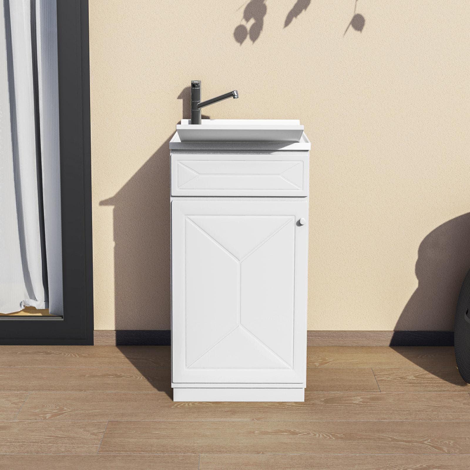 Lavatoio interno o esterno 45x50 cm con 1 anta vasca e asse lavapanni