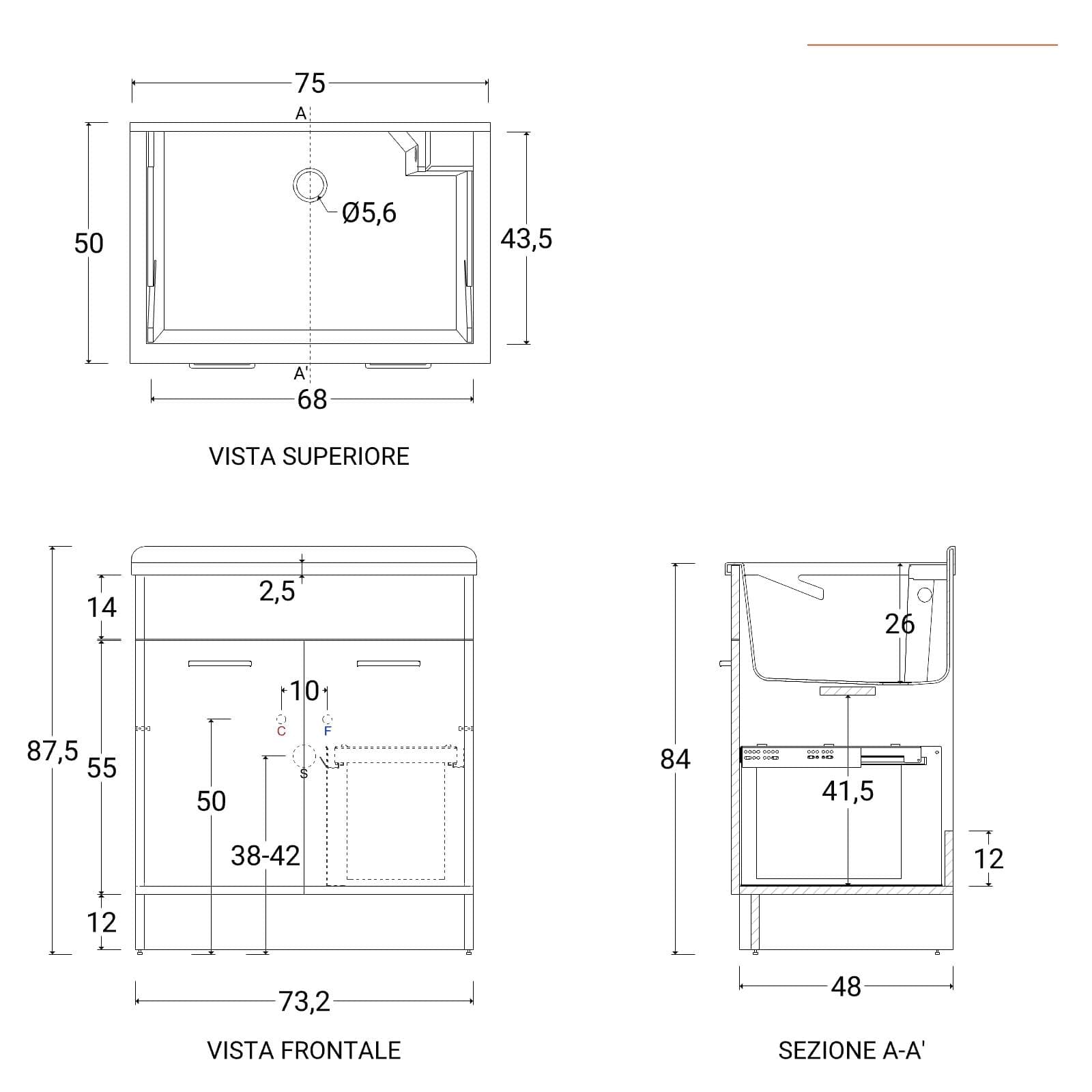 Lavatoio Lindo Max Colavene 75x50x86 con cesto biancheria e tavola lavapanni bianco opaco