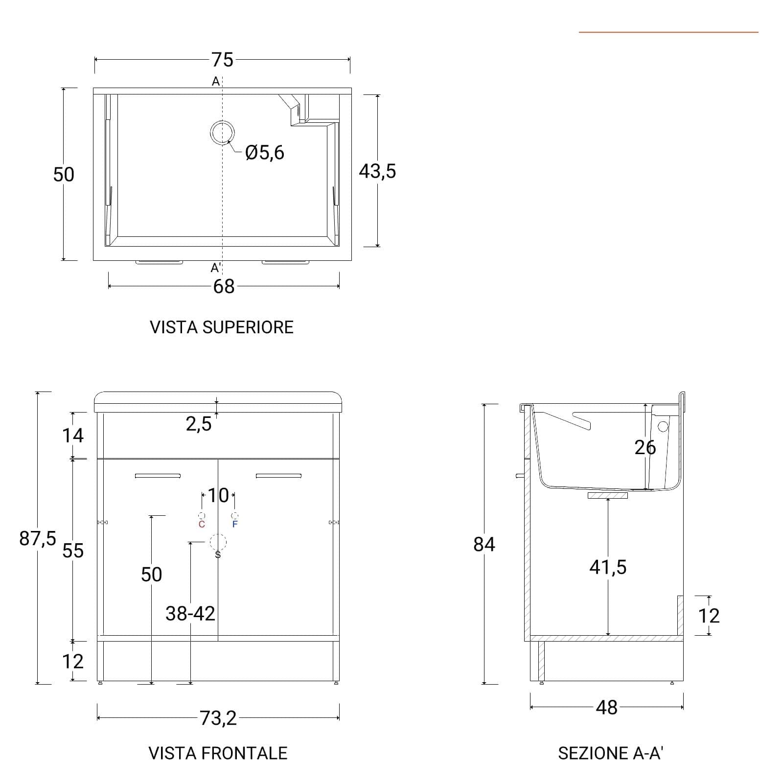Lavatoio Lindo Max Colavene 75x50x86 con tavola lavapanni corda