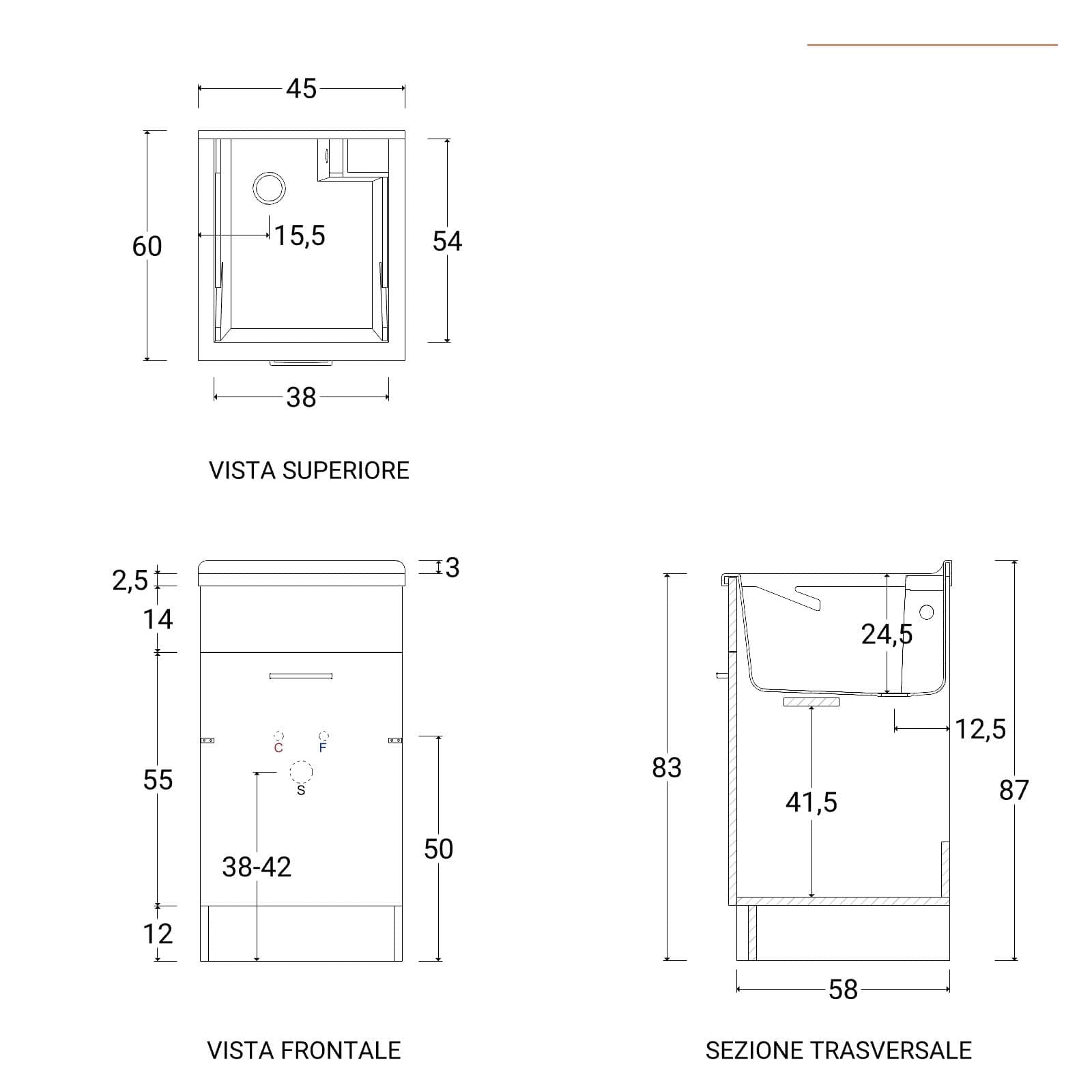 Lavatoio Swash Colavene 45x60x86h cm con asse lavapanni bianco opaco