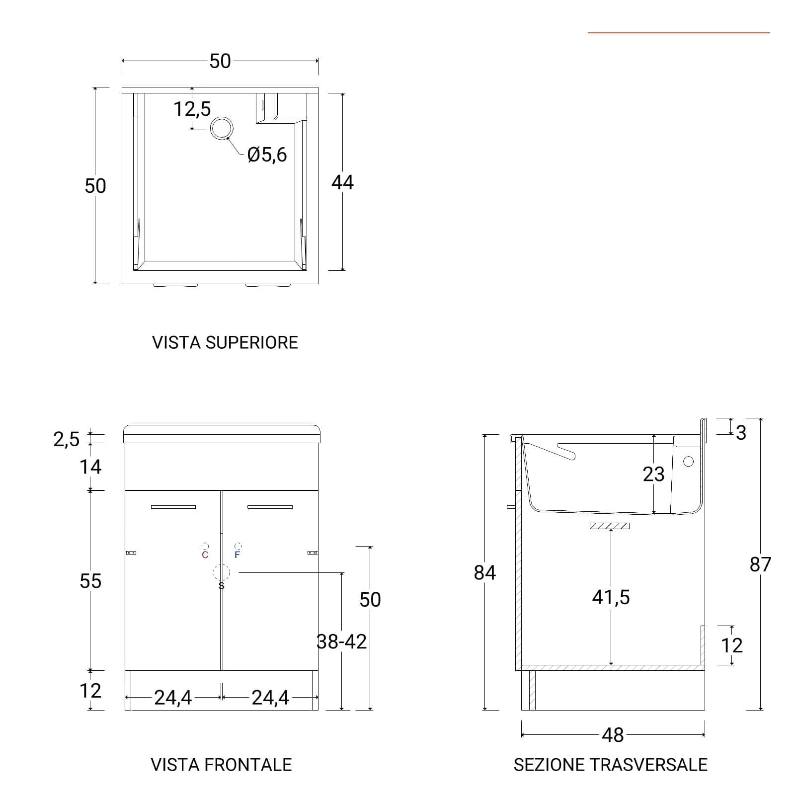 Lavatoio Swash Colavene 50x50x86h cm con asse lavapanni bianco opaco