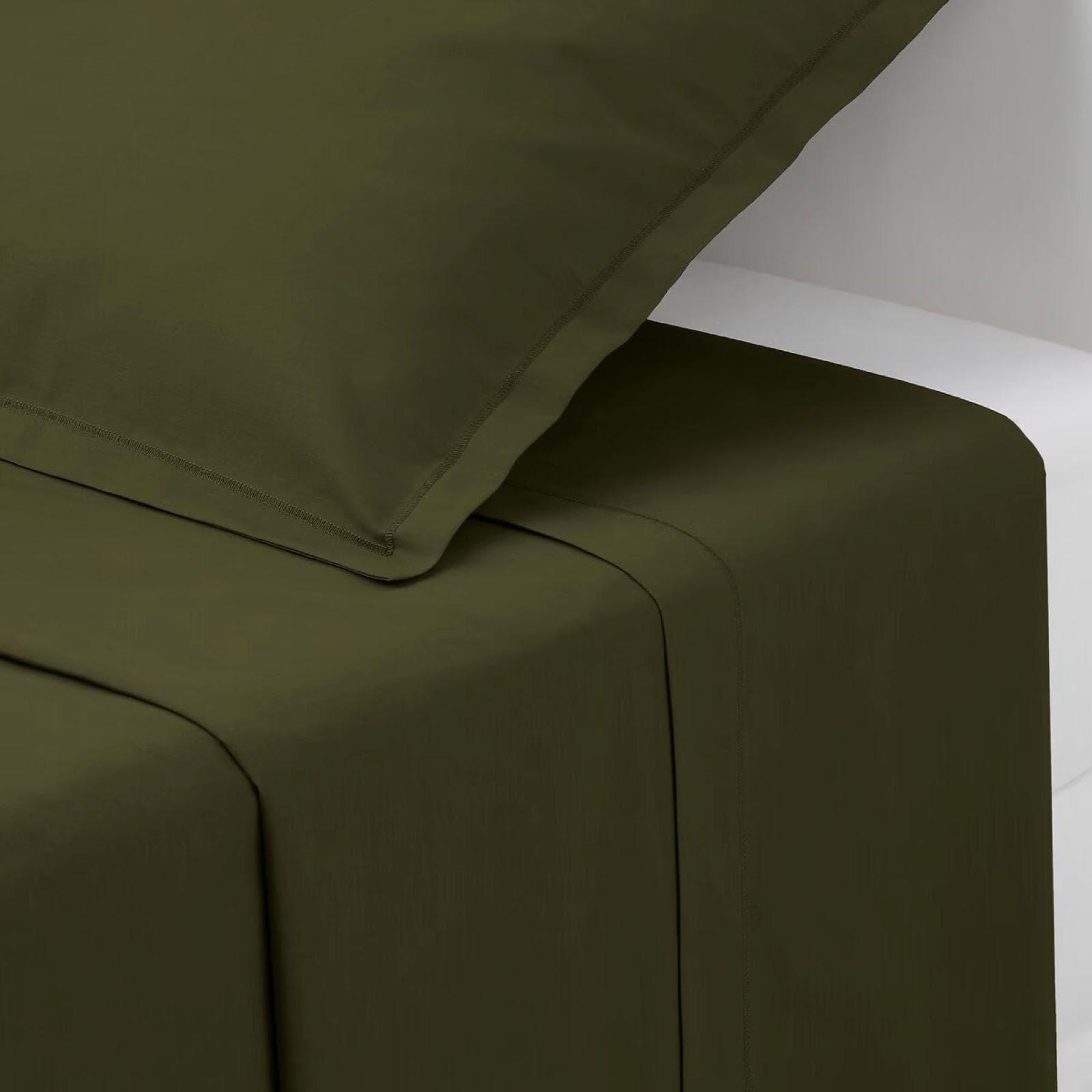 Lenzuolo 180x290 cm in cotone verde scuro - Bellini