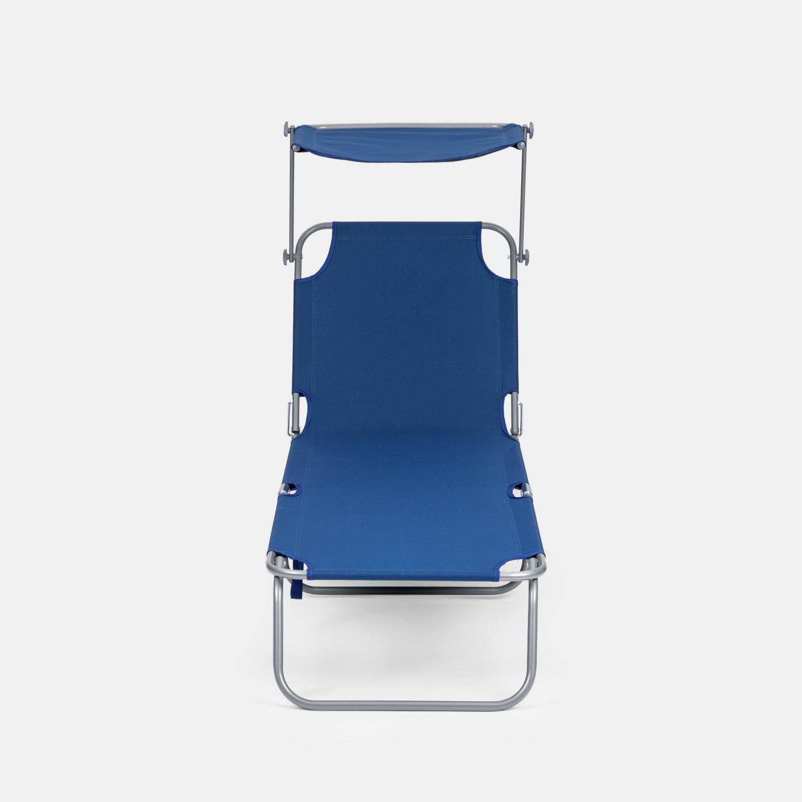 Lettino pieghevole con tettuccio in acciaio e tessuto blu - Oxford
