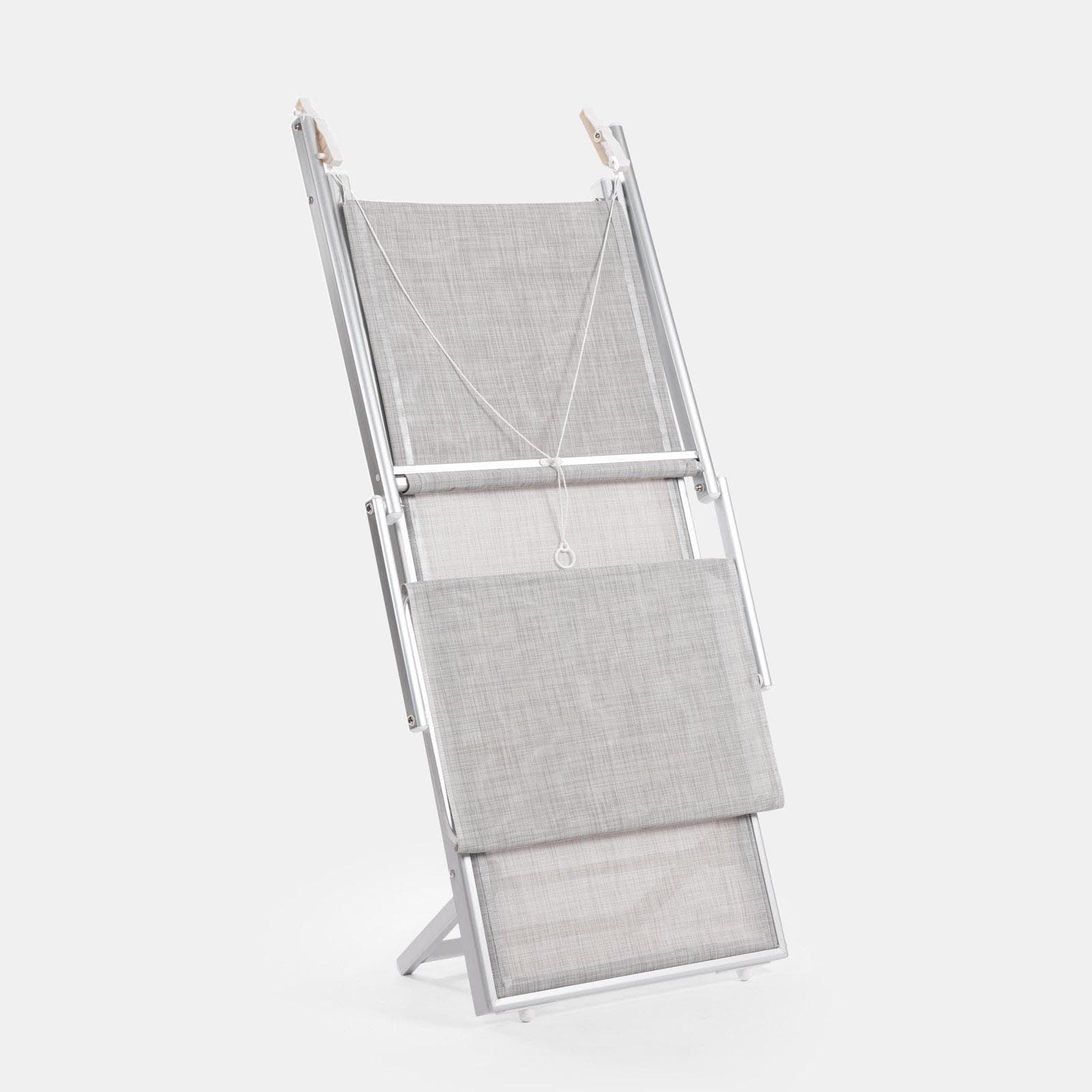 Lettino prendisole reclinabile in alluminio grigio chiaro con tettuccio - Aloha