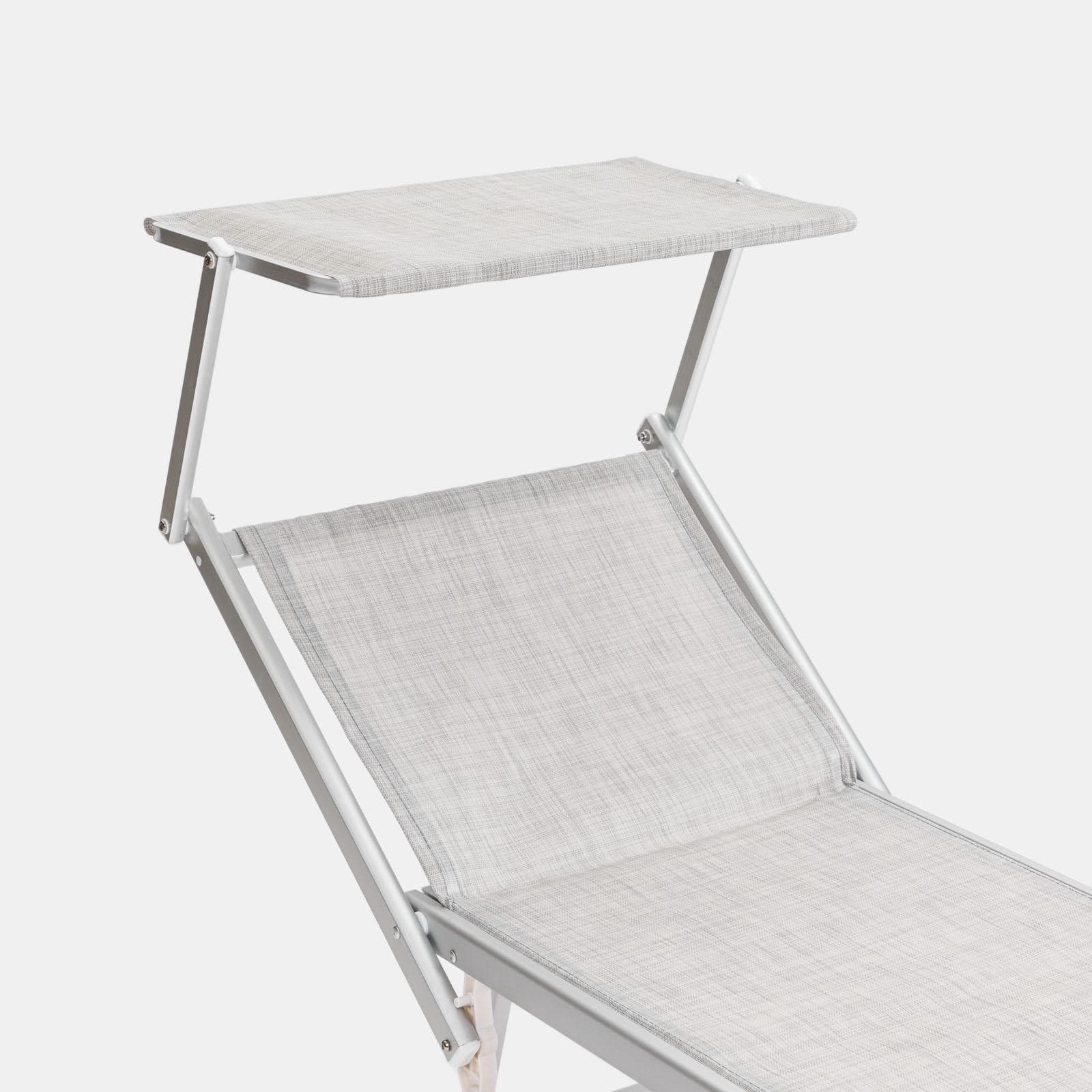 Lettino prendisole reclinabile in alluminio grigio chiaro con tettuccio - Aloha