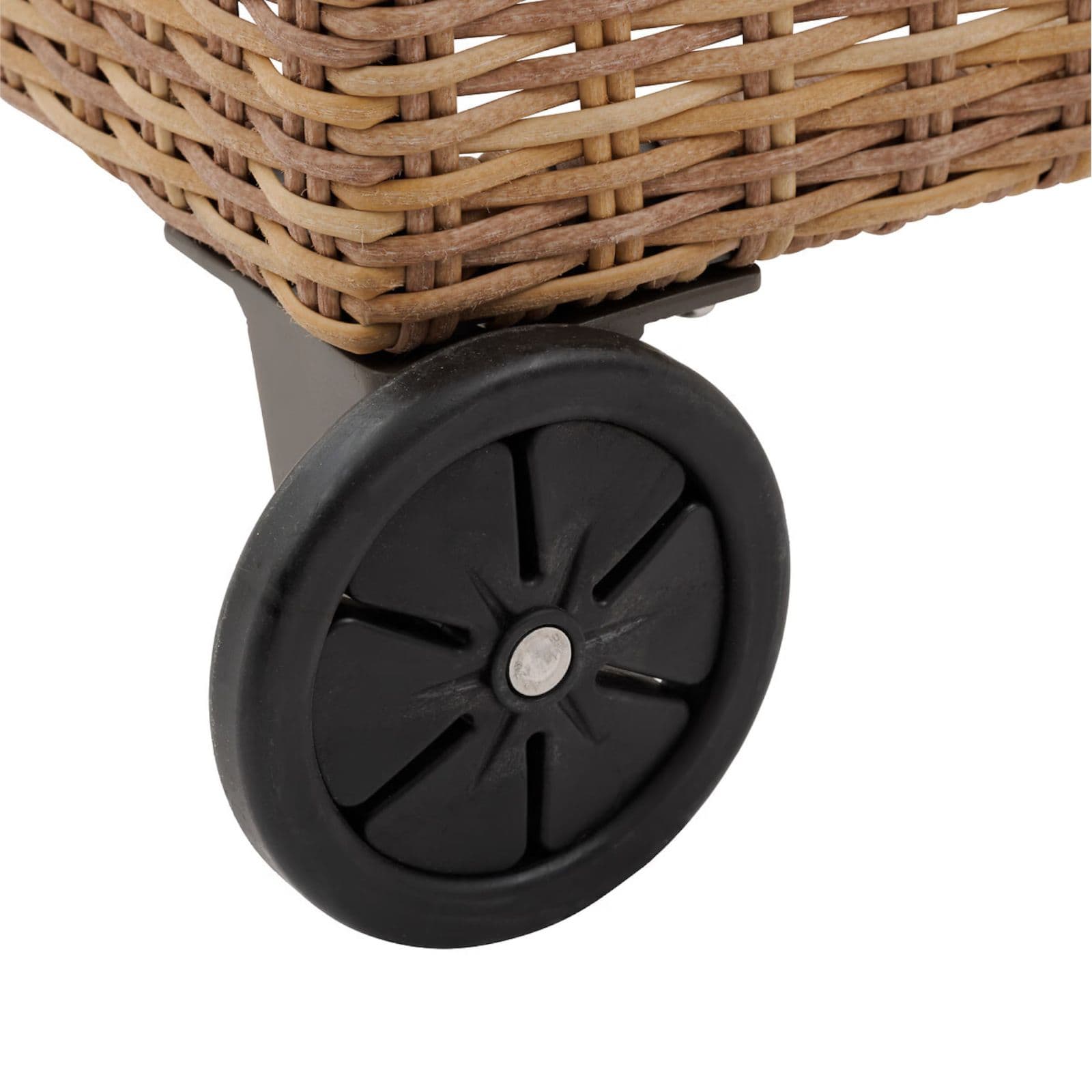Lettino prendisole reclinabile con ruote in polyrattan naturale e cuscino beige - Hierro