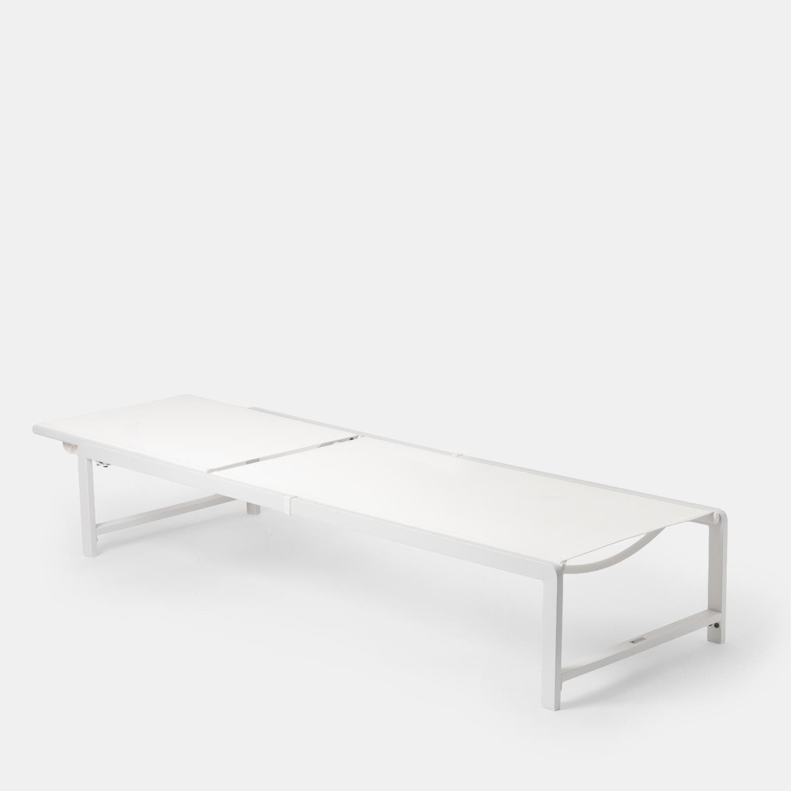 Lettino prendisole reclinabile in acciaio e textilene off white - Jelani