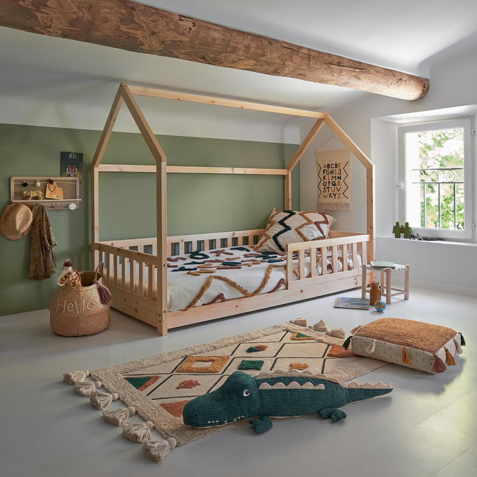 Letto a capanna per bambini 190X90 cm in legno di pino naturale - Homie