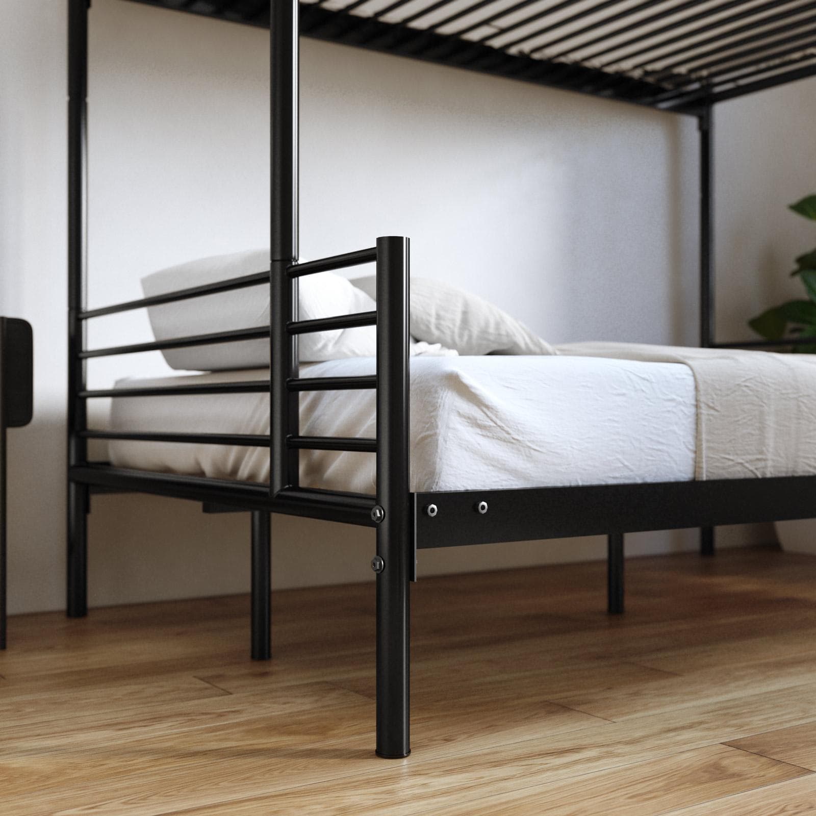 Letto a castello singolo 90x190 cm e una piazza e mezza 120x190 cm in metallo nero opaco - Dekker