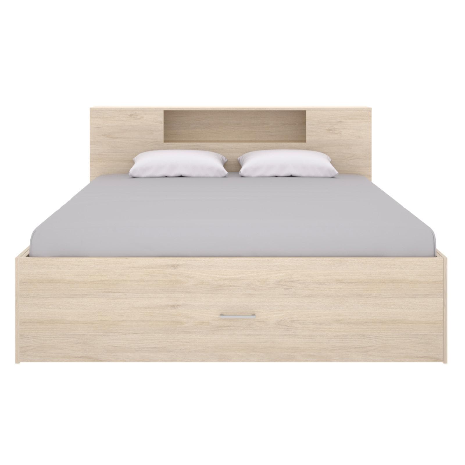 Letto matrimoniale 160x200 in legno naturale con vani e cassetti - Kygo