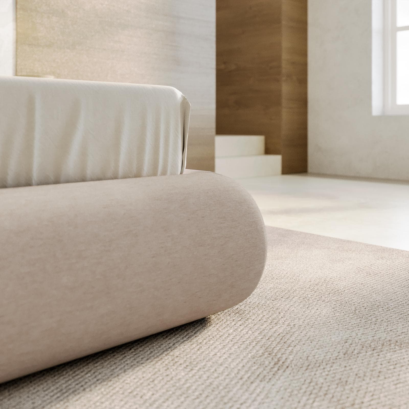 Letto matrimoniale 160x190 cm in tessuto crema e similpelle tortora scuro con contenitore - Thyldo