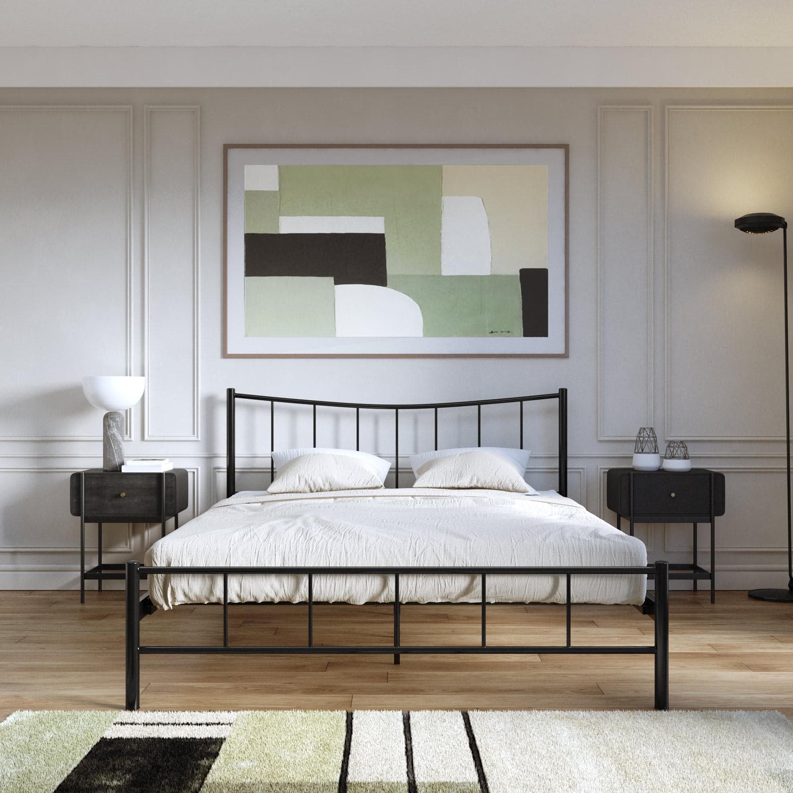 Letto matrimoniale 160x200 cm in metallo nero opaco - Milki