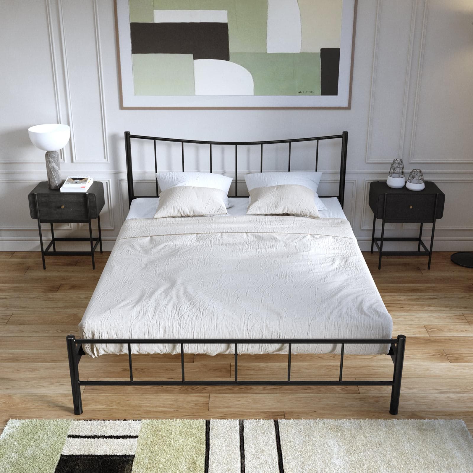 Letto matrimoniale 160x200 cm in metallo nero opaco - Milki