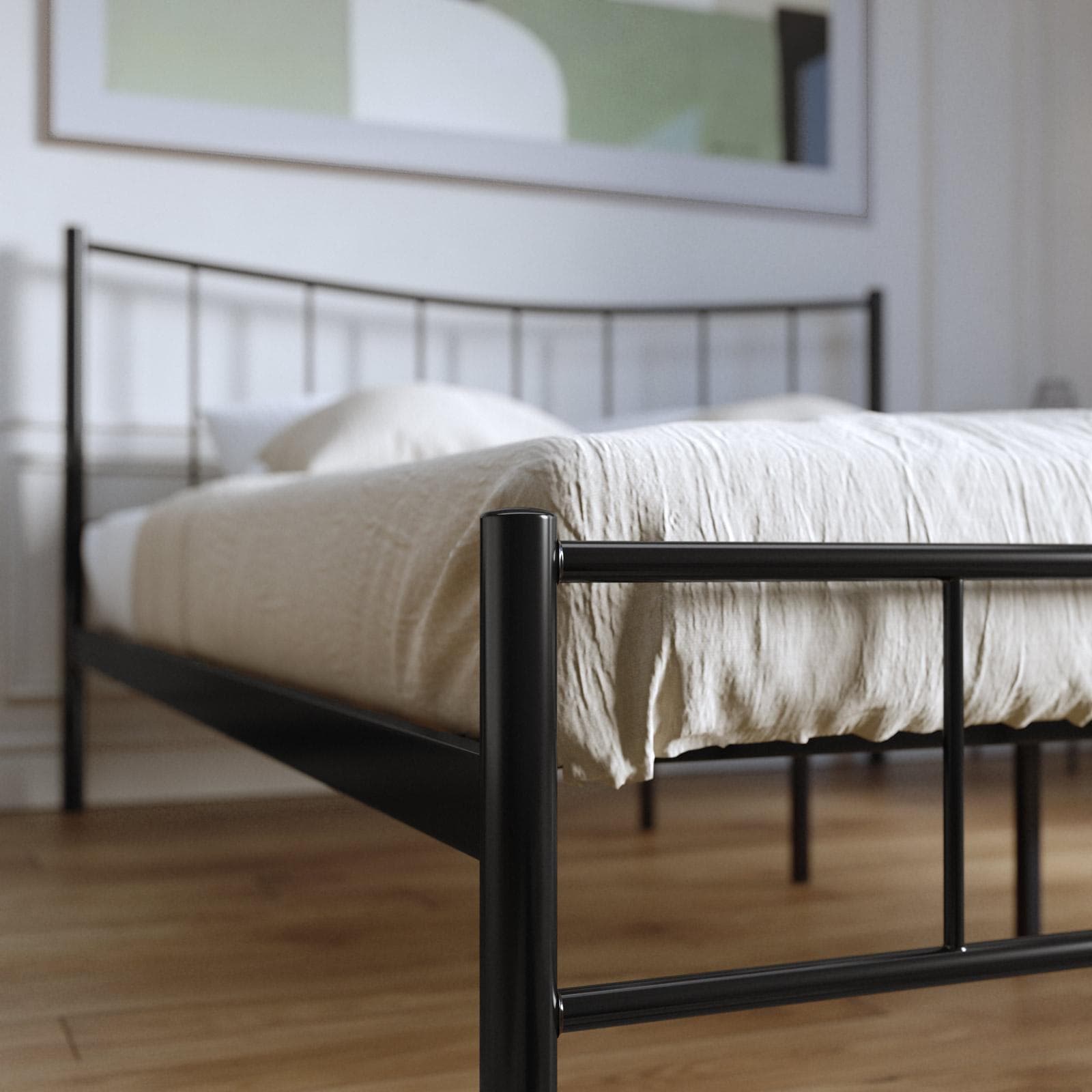 Letto matrimoniale 160x200 cm in metallo nero opaco - Milki