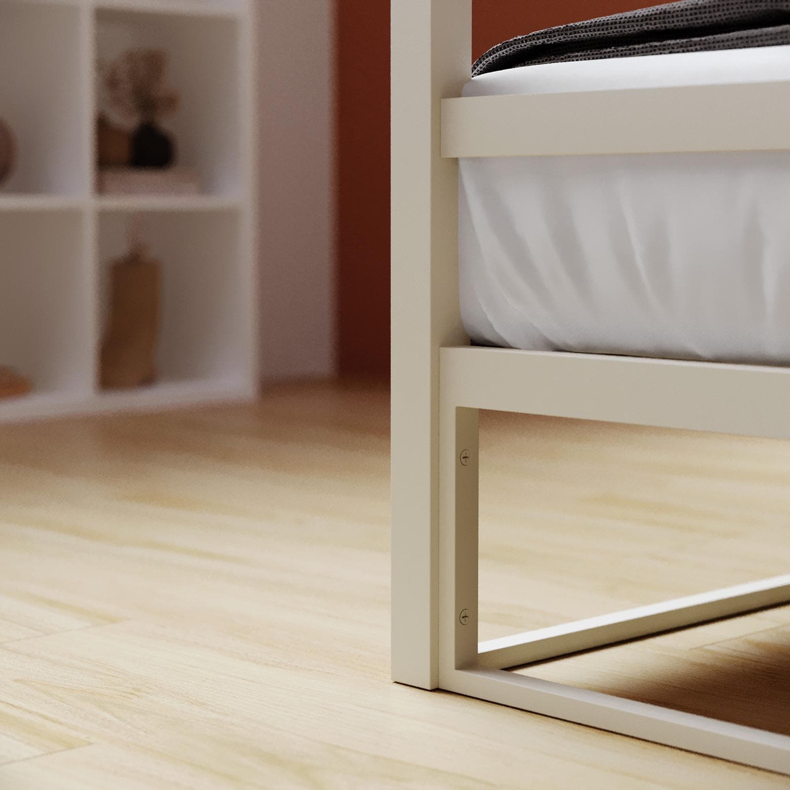 Letto matrimoniale baldacchino 160x200 cm in metallo beige - Drosim