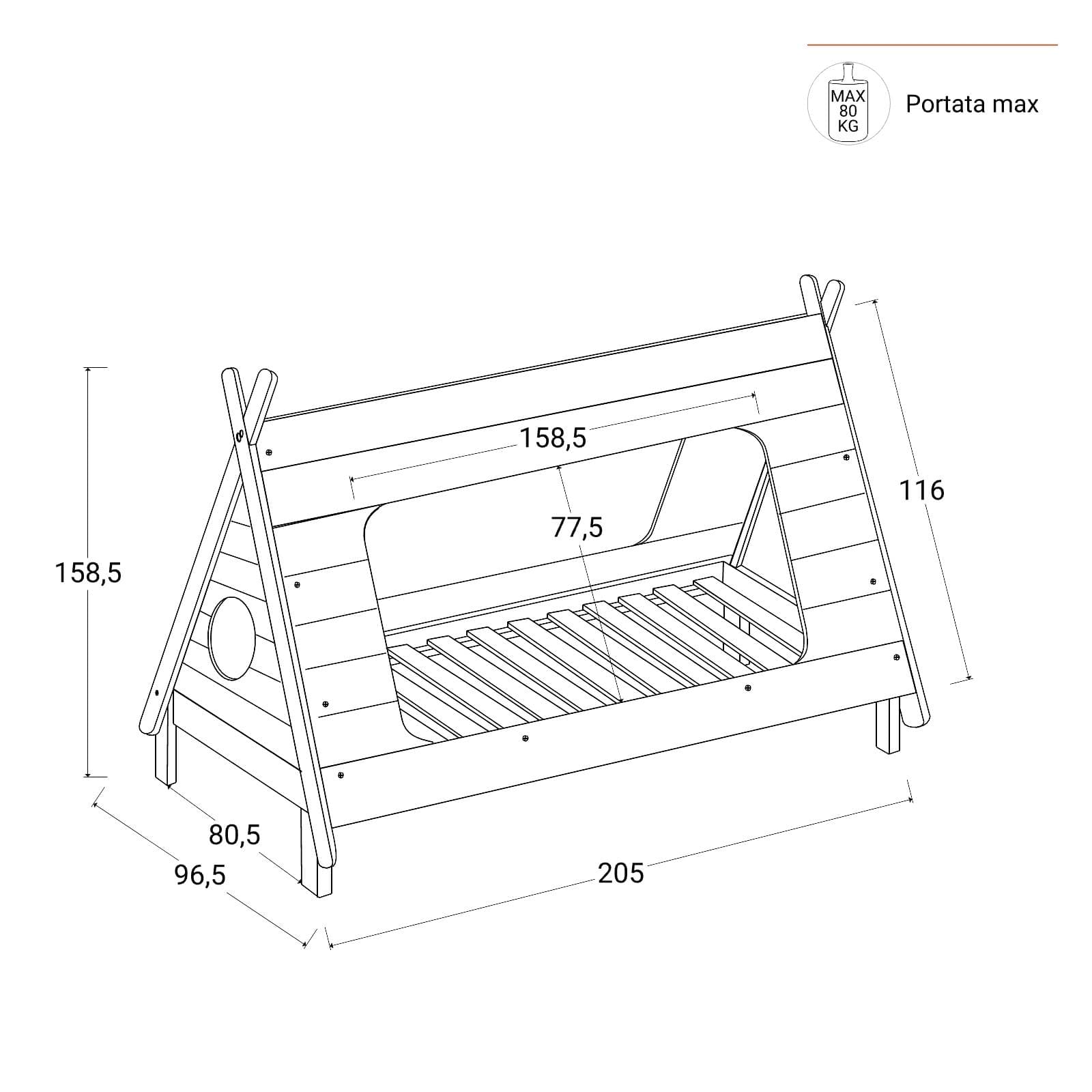 Letto per bambini 90x190 cm in legno bianco e naturale con 2 cassettoni legno naturale - Lollipop