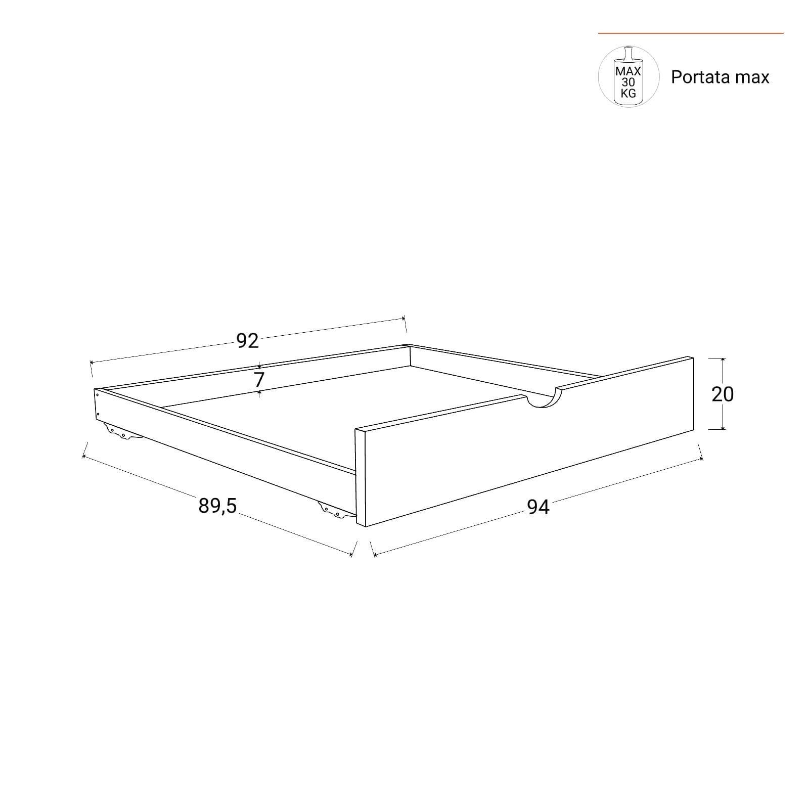 Letto per bambini 90x190 cm in legno bianco e naturale con 2 cassettoni legno naturale - Lollipop
