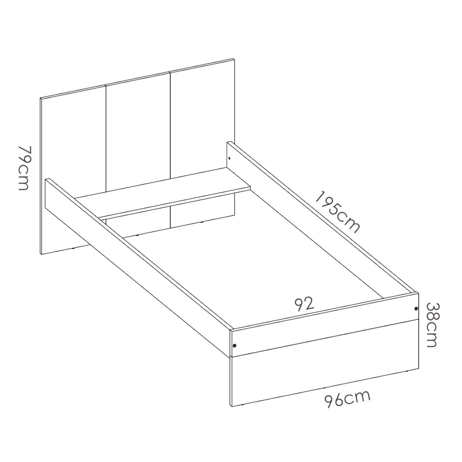Letto singolo 90X190 in legno bianco e naturale con due cassetti inferiori - Dinasty