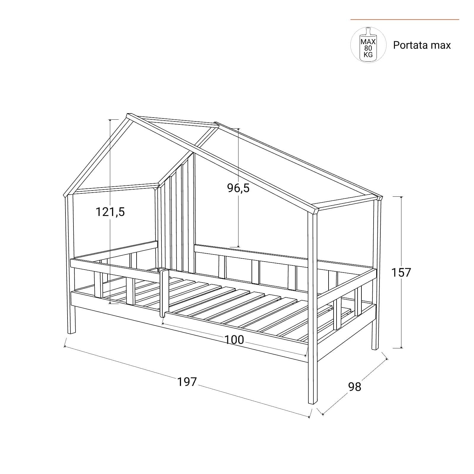 Letto per bambini 90x190 cm in legno naturale con 2 cassettoni bianco - Lollipop