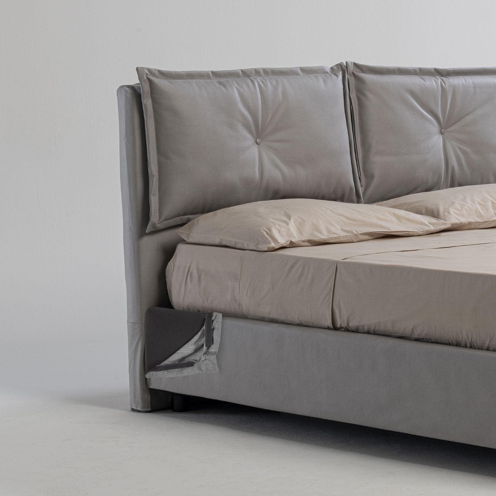 Letto piazza e mezza contenitore 120x190 cm in velluto beige sfoderabile - Priory