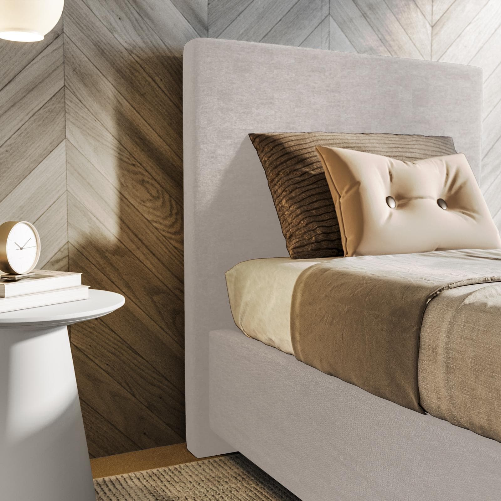 Letto singolo contenitore 80x190 cm in tessuto effetto maglia ghiaccio sfoderabile - Hatfield