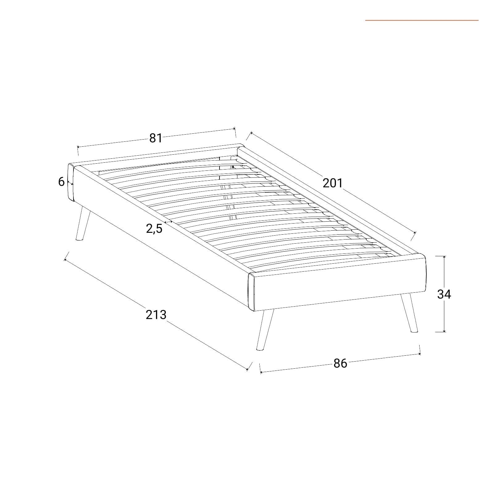 Letto singolo sommier 80x200 cm in tessuto effetto maglia verde salvia - Anker