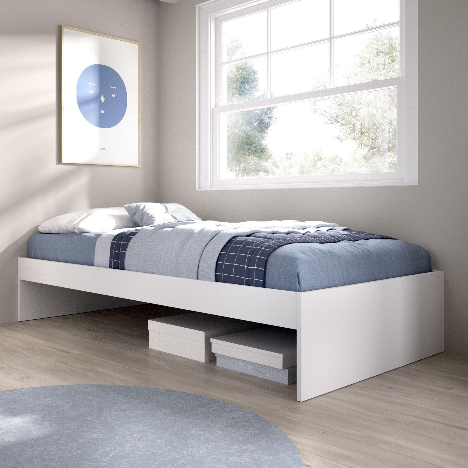 Letto singolo sommier 90x190 cm bianco in legno - Novak