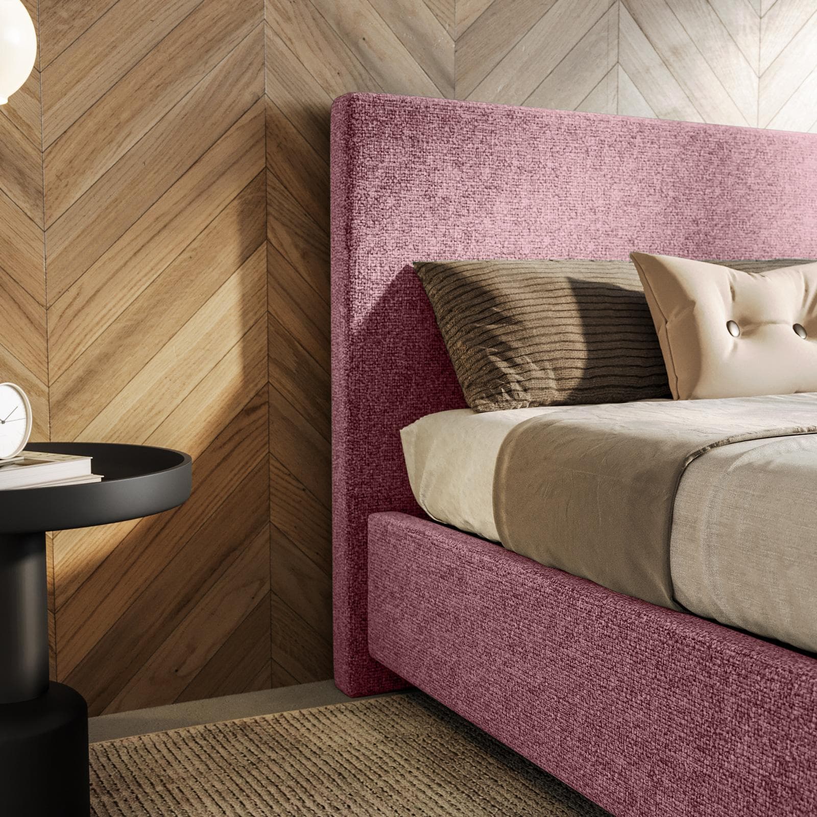 Letto una piazza e mezza contenitore 120x190 cm in tessuto ciniglia glicine sfoderabile - Hatfield