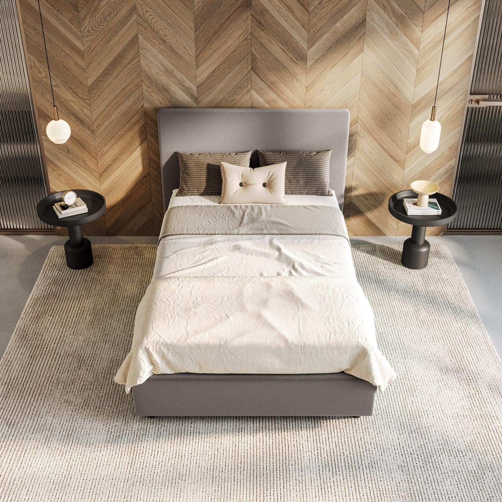 Letto una piazza e mezza contenitore 120x190 cm in velluto grigio sfoderabile - Hatfield