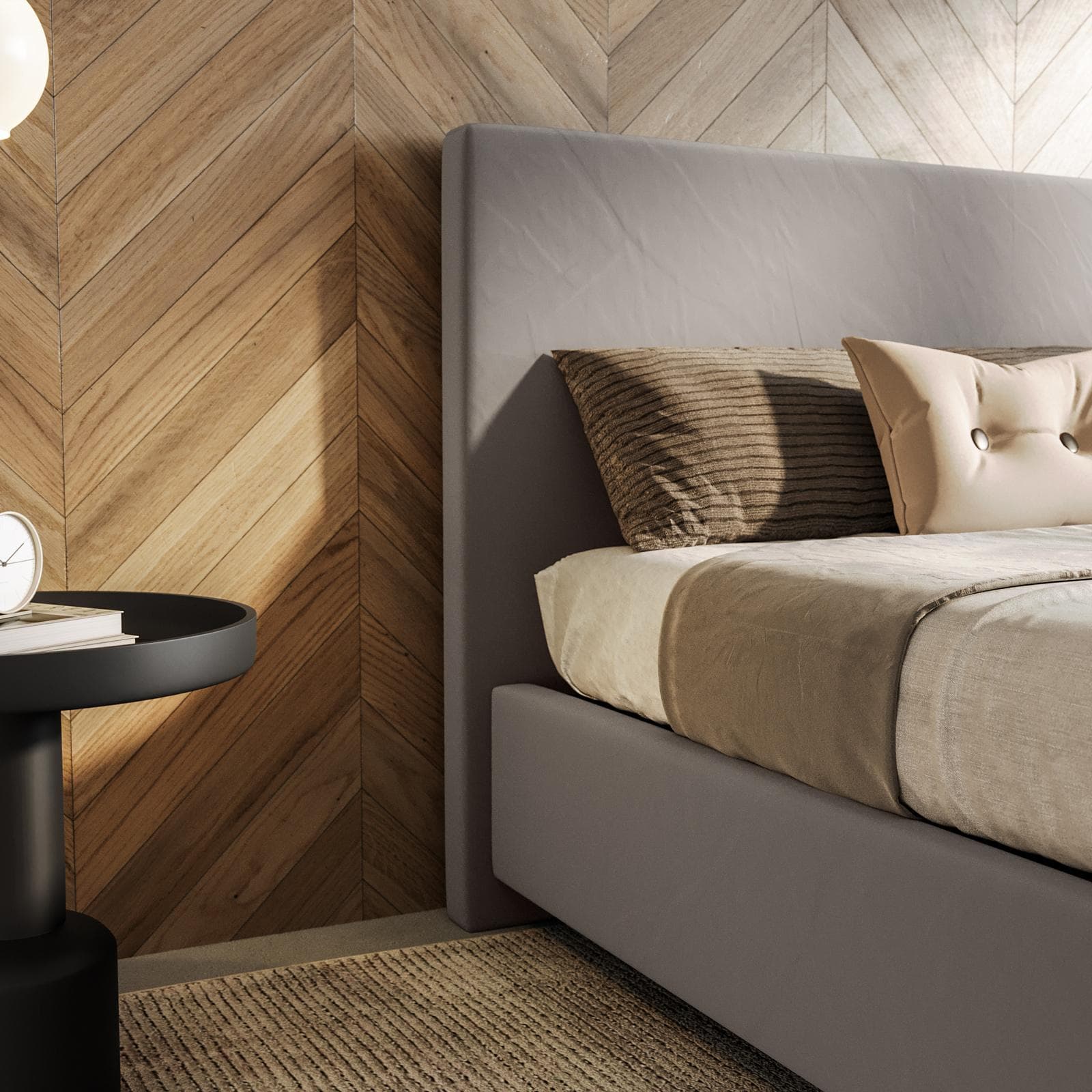 Letto una piazza e mezza contenitore 120x190 cm in velluto grigio sfoderabile - Hatfield
