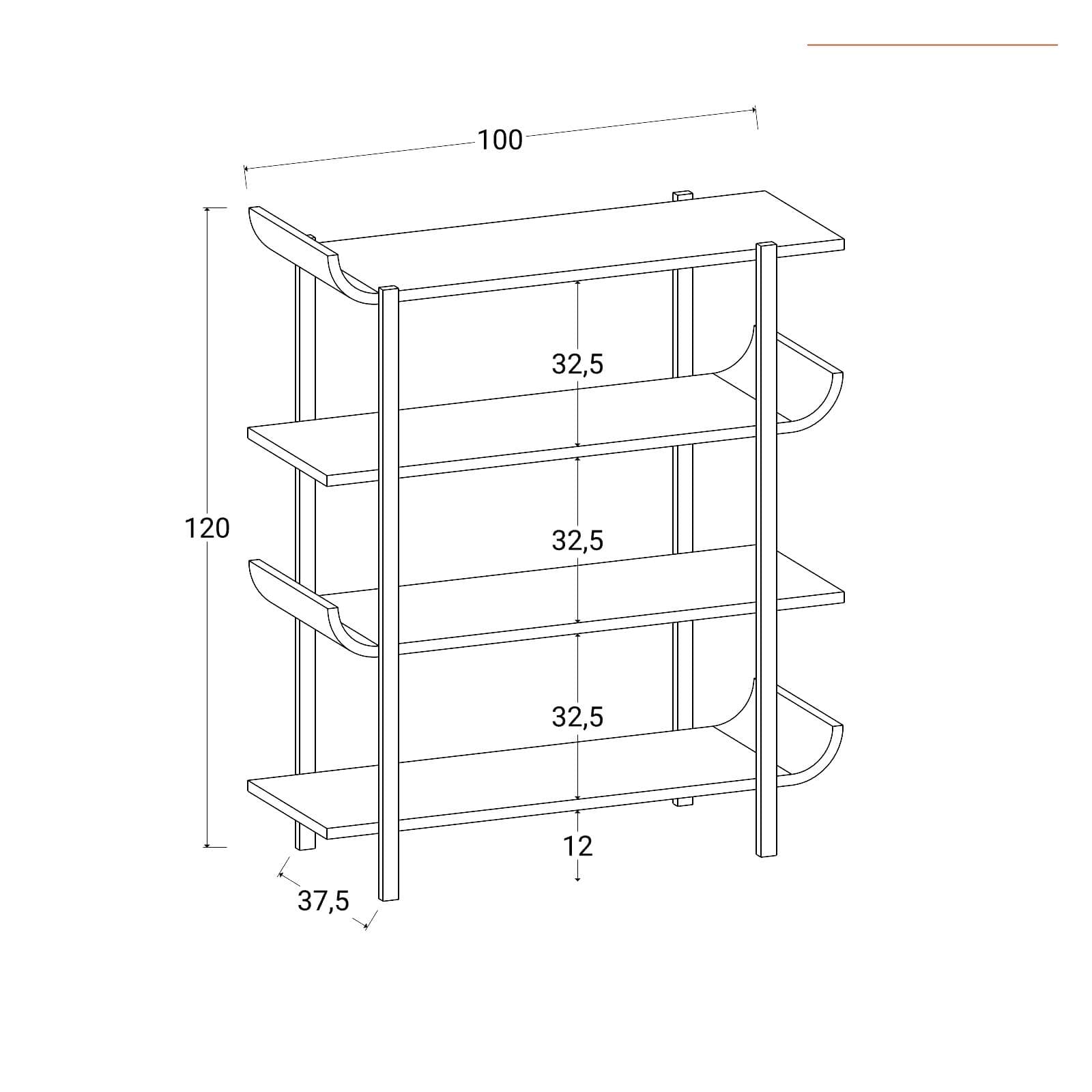Libreria 100x120h cm in metallo verde lucido con 4 ripiani - Lorfar