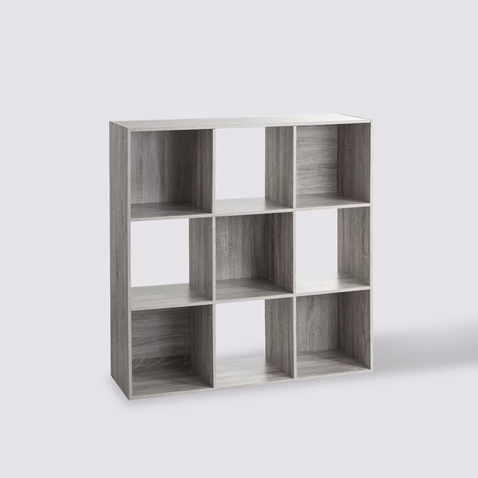 Libreria 101x101h cm effetto rovere grigio con 9 vani - Unify