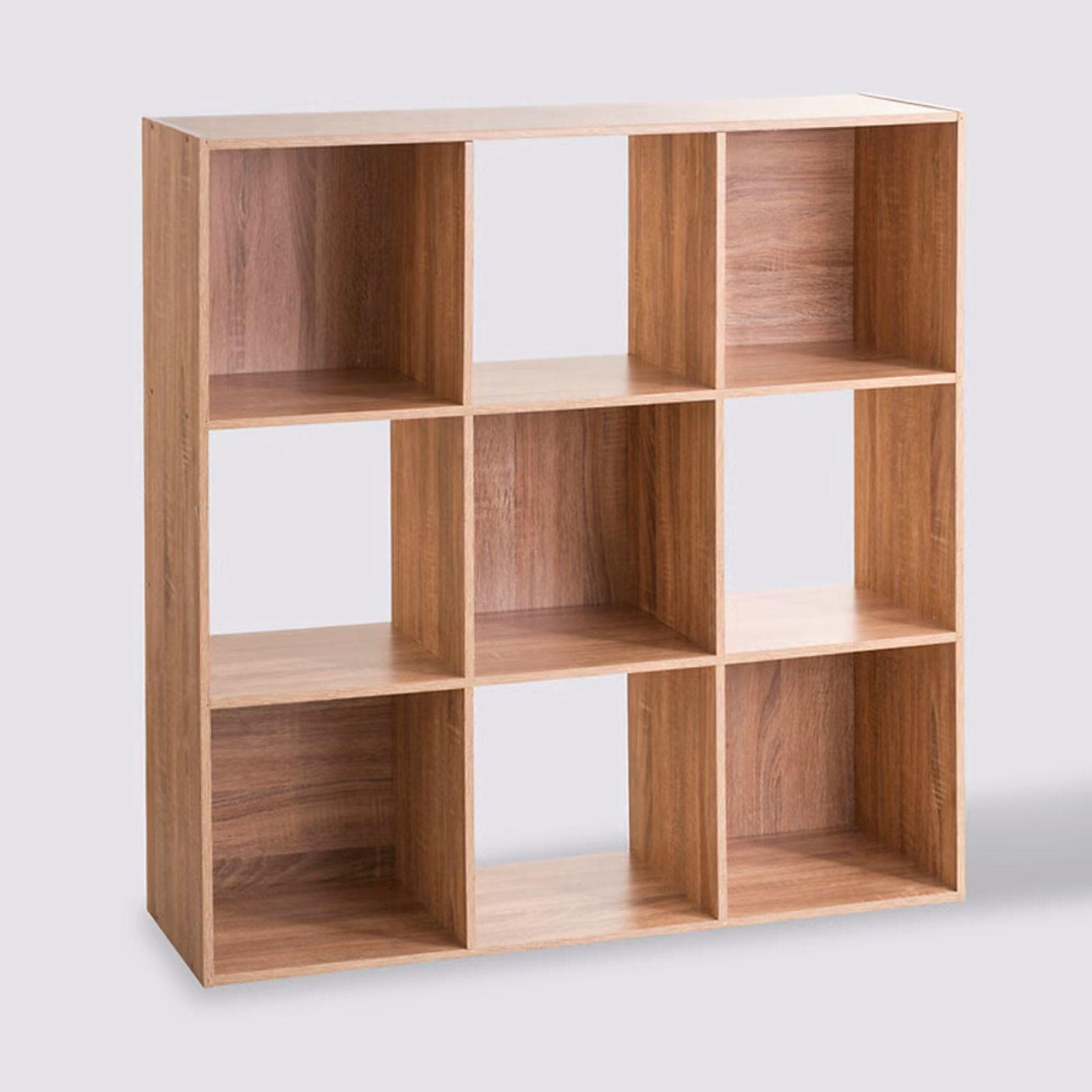 Libreria 101x101h cm effetto rovere naturale con 9 vani - Unify
