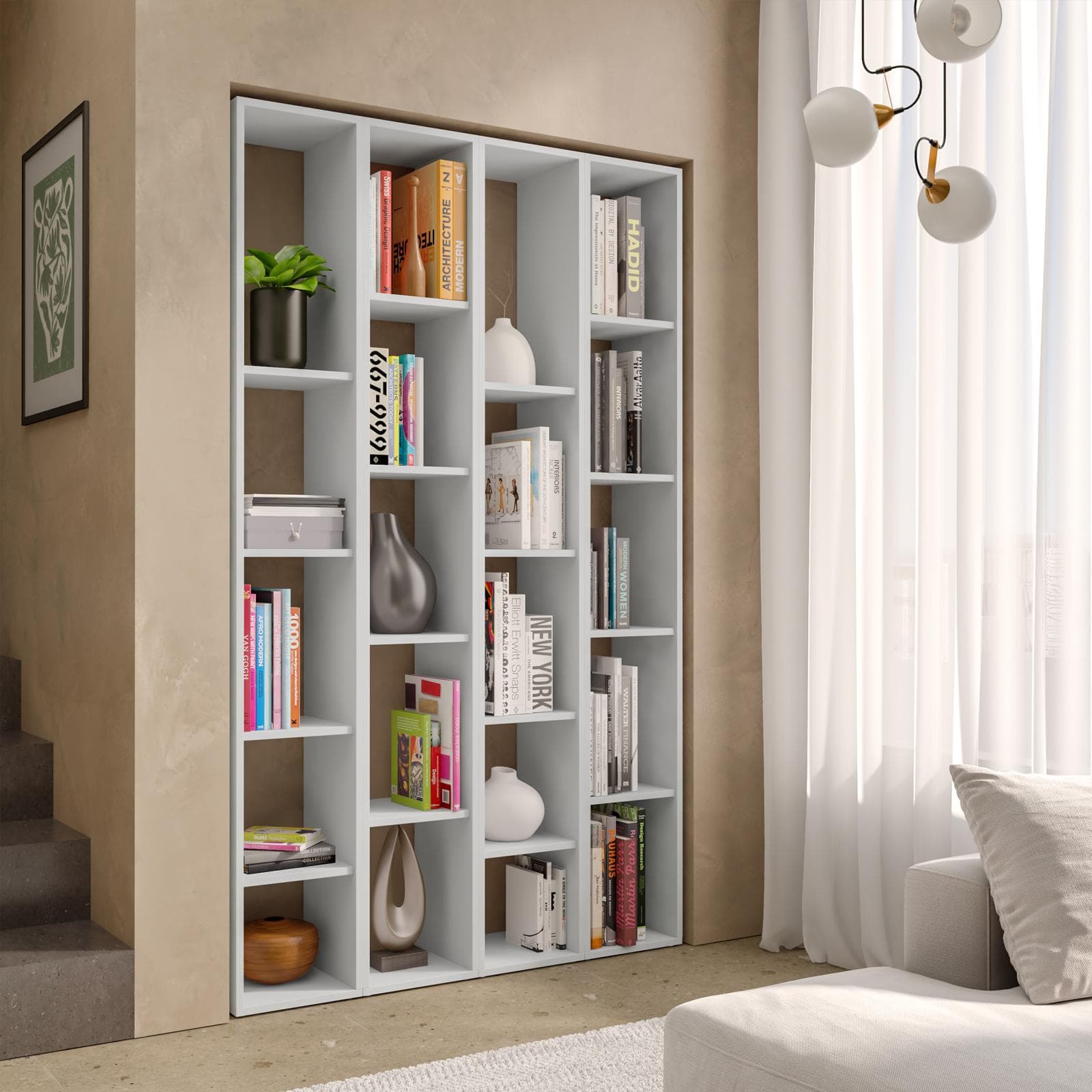 Libreria 111x185h cm 4 elementi gesso - Clary