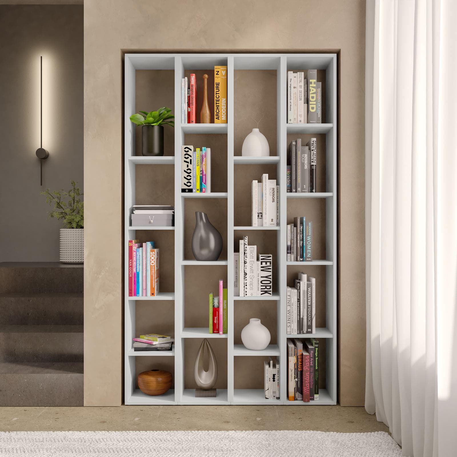 Libreria 111x185h cm 4 elementi gesso - Clary
