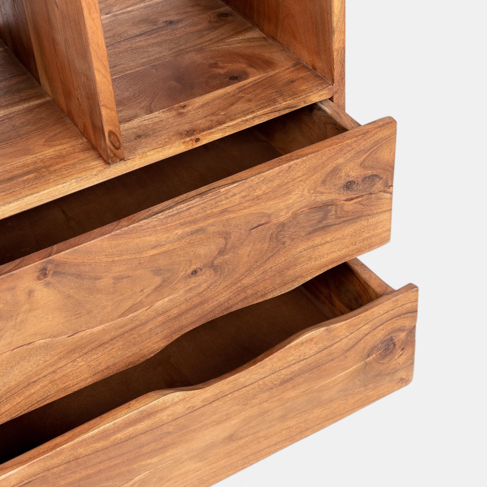 Libreria 177h cm in legno di acacia con 2 cassetti - Freia Acacia