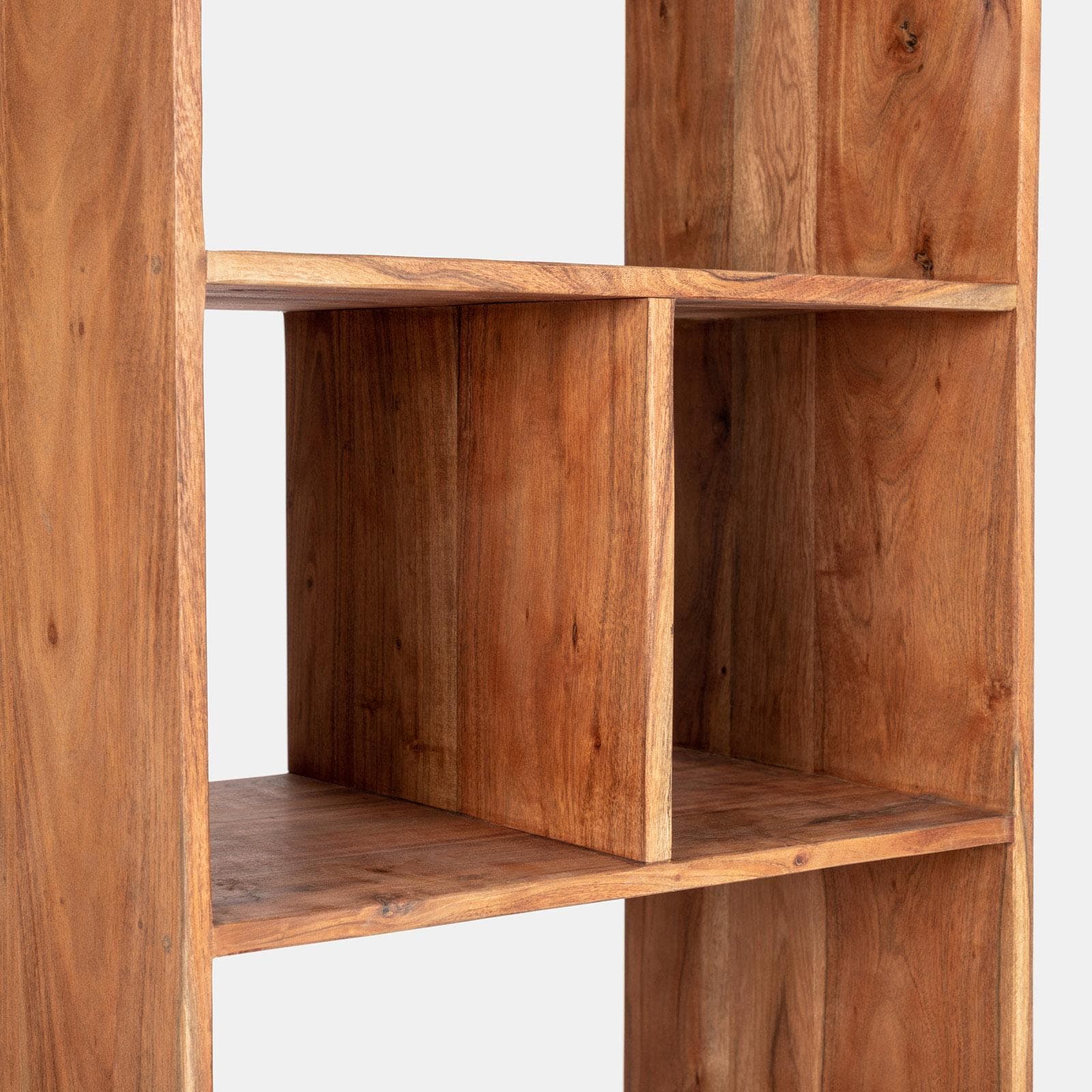 Libreria 177h cm in legno di acacia con 2 cassetti - Freia Acacia