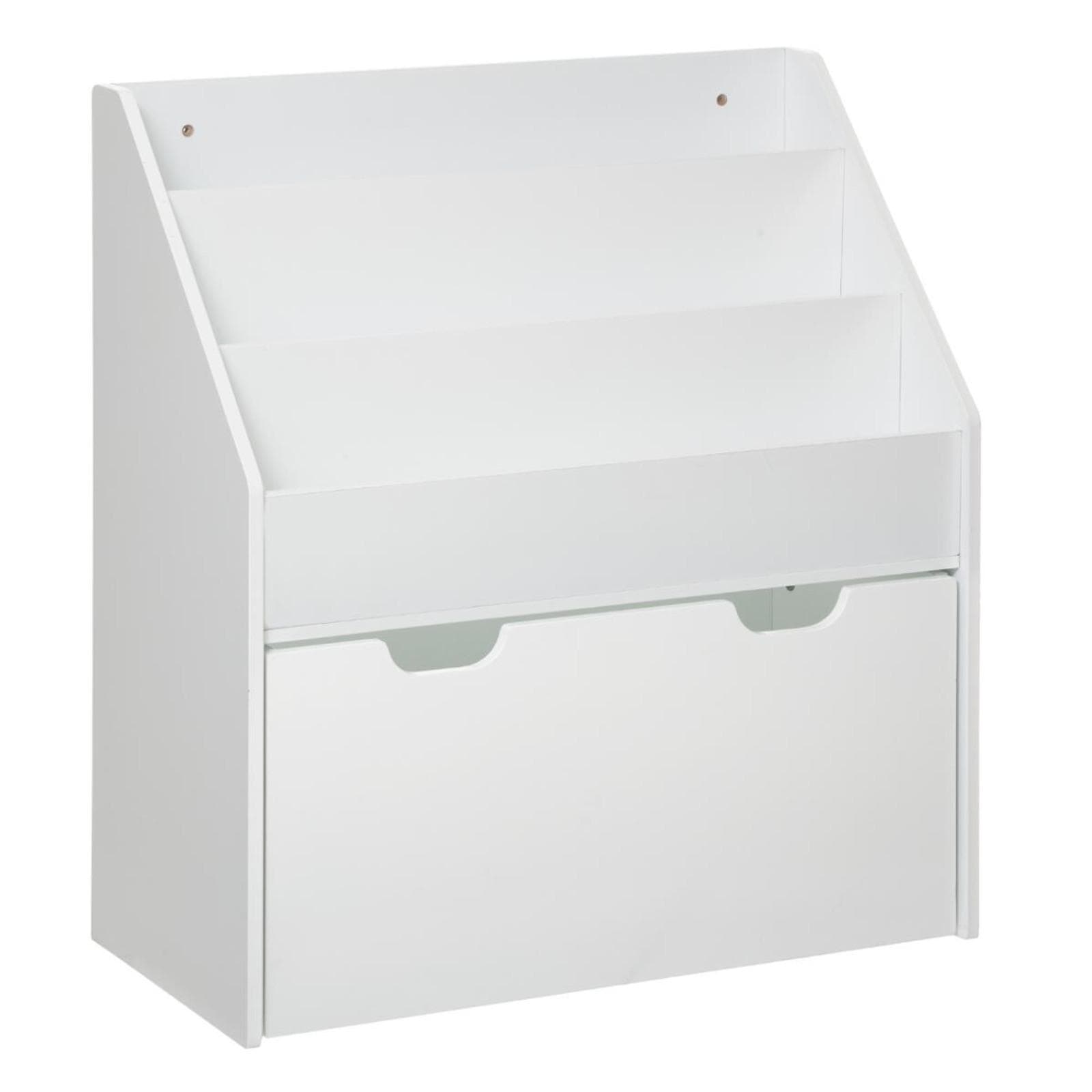 Libreria 3 ripiani con cassetto su ruote 62,7x70 cm in legno bianco - Kids